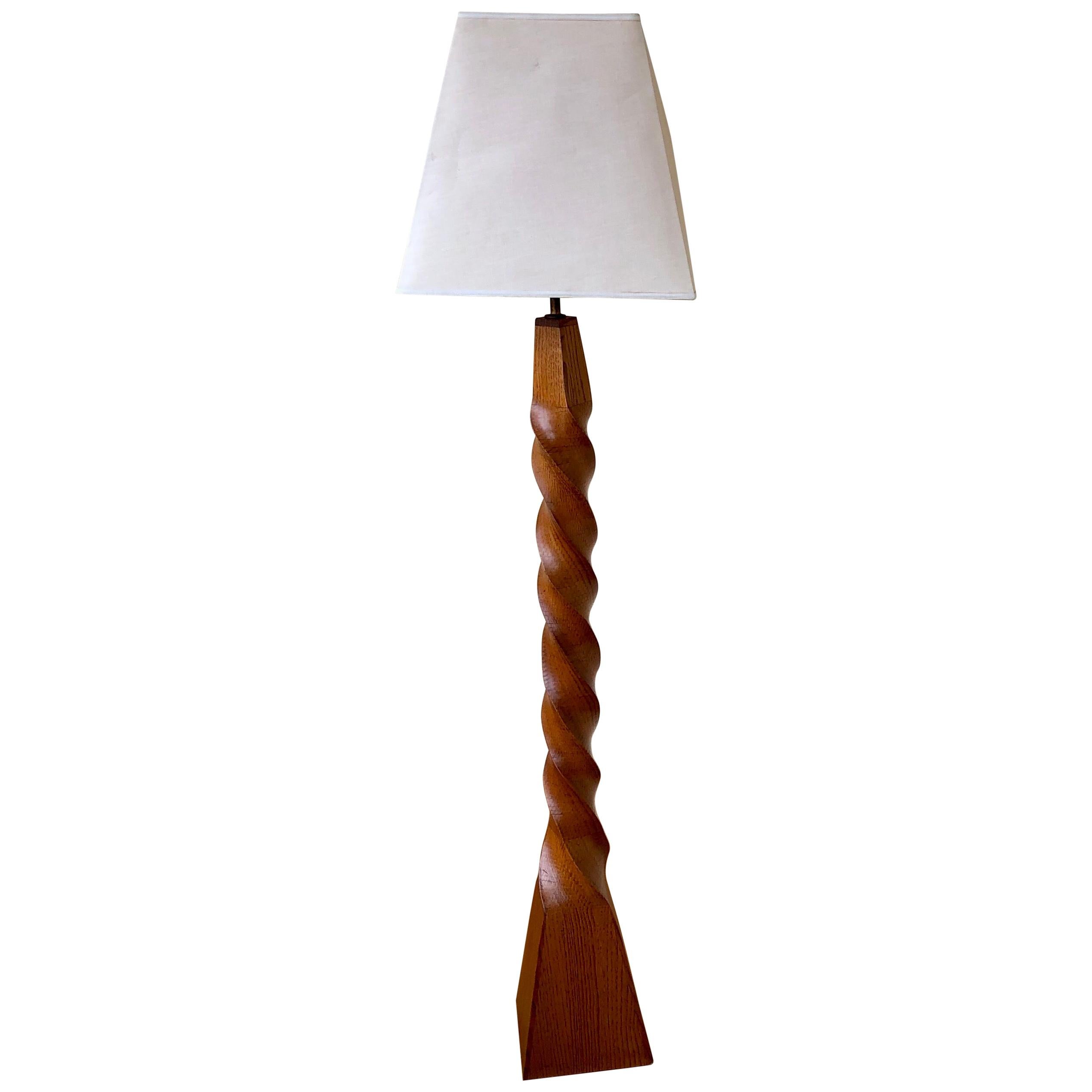 Majestic Unique Twisted Sculpted Wood Floor Lamp 