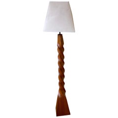 Majestic Unique Twisted Sculpted Wood Floor Lamp