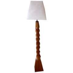 Majestic Unique Twisted Sculpted Wood Floor Lamp 