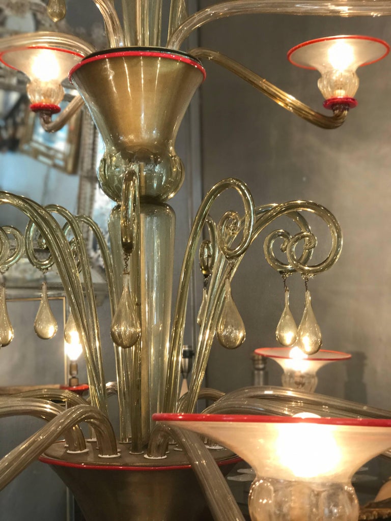 Majestic Venini Murano Glass Chandelier by Napoleone Martinuzzi, 1930