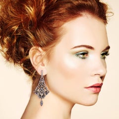 Majestic Victorian-Style Filigree Diamond Drop Earrings