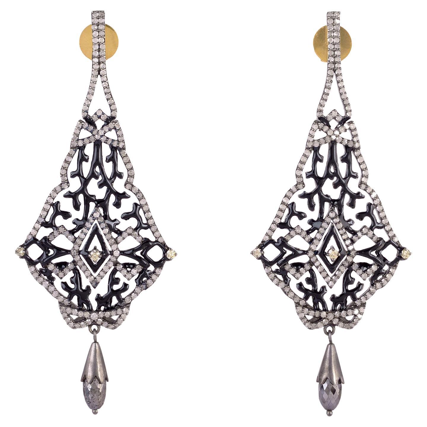 Majestic orecchini a goccia con diamanti in filigrana in stile vittoriano