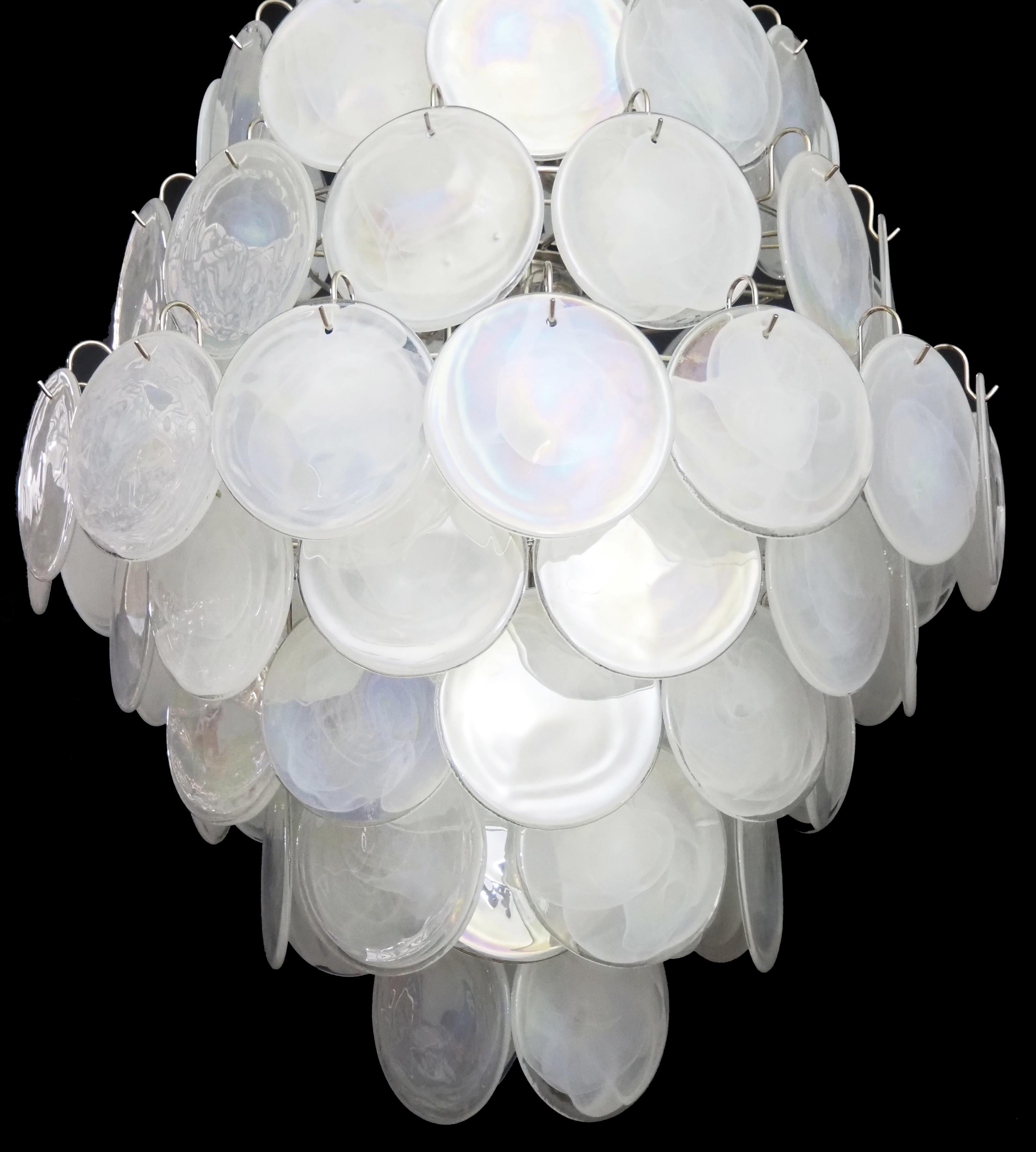 Mid-Century  Italian Murano alabaster disks chandelier For Sale 5