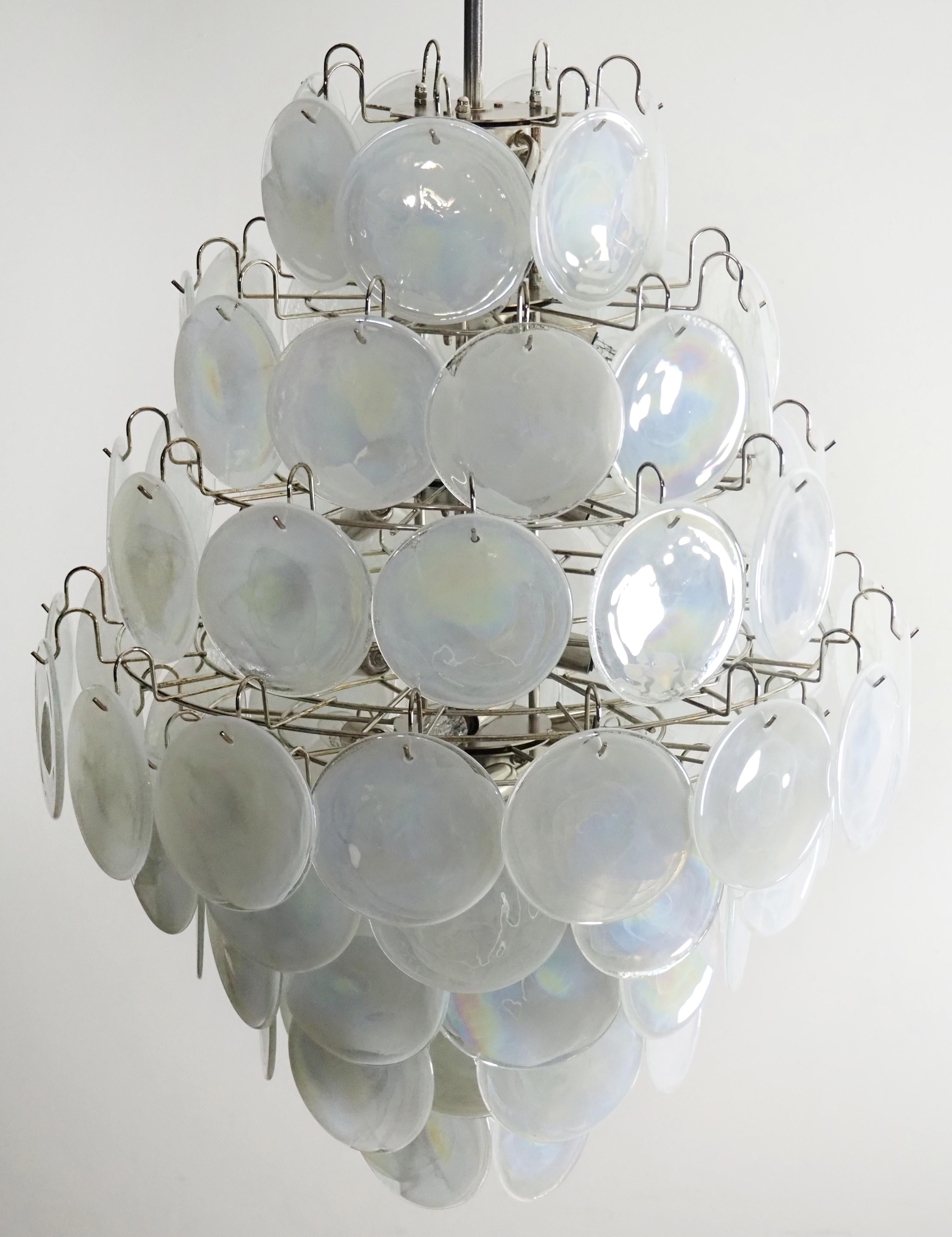 Mid-Century  Italian Murano alabaster disks chandelier For Sale 6