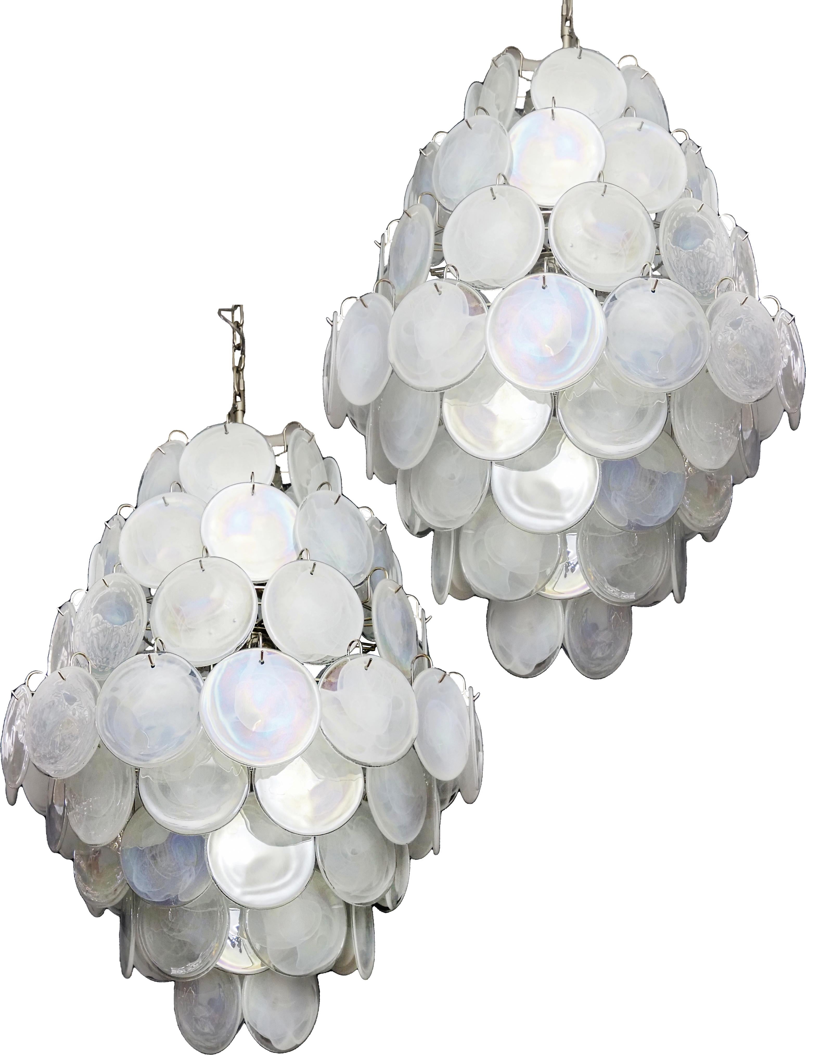 Mid-Century  Italian Murano alabaster disks chandelier For Sale 8
