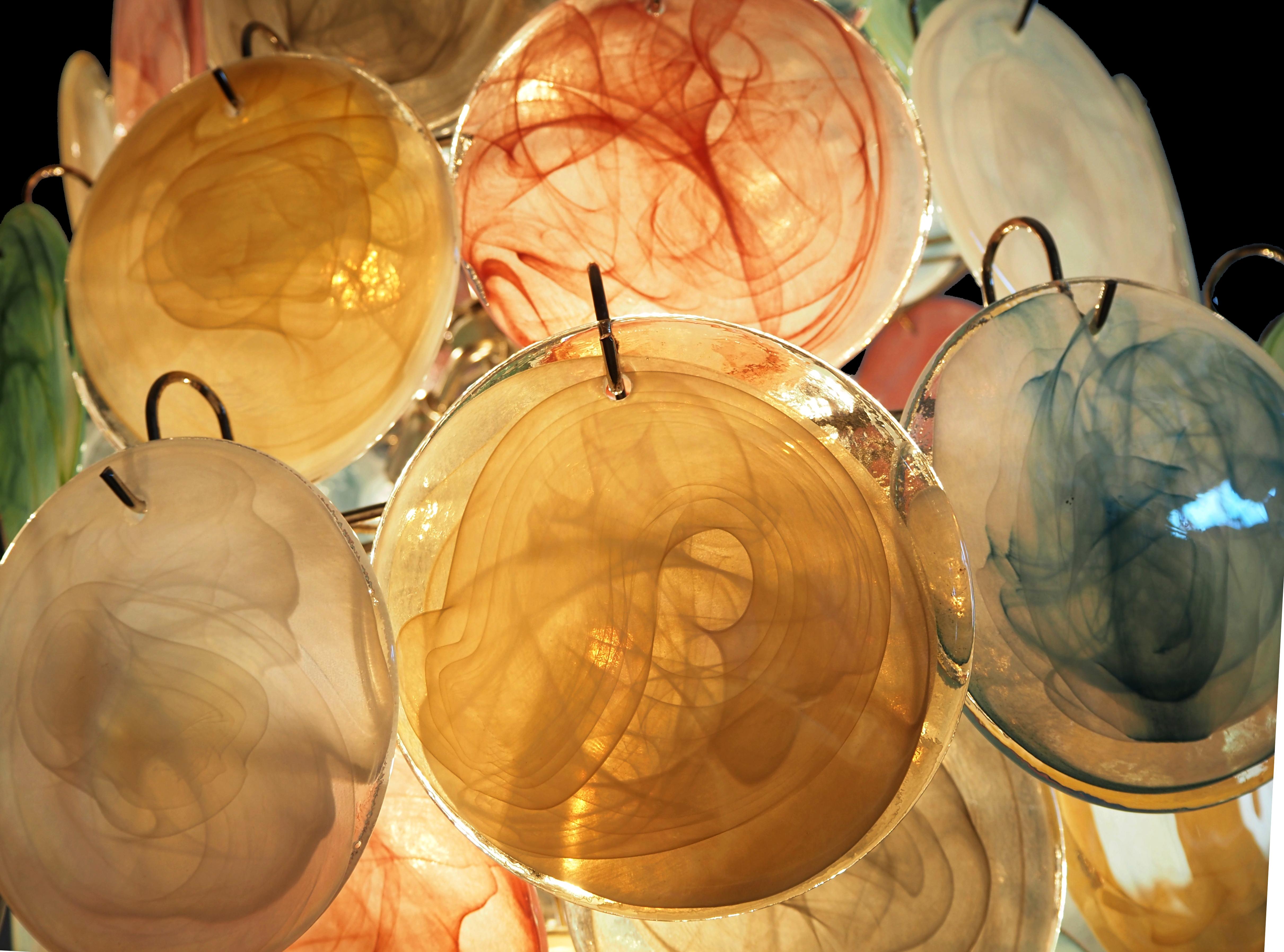 Pair Mid-Century Italian Arlecchino Murano chandeliers For Sale 7