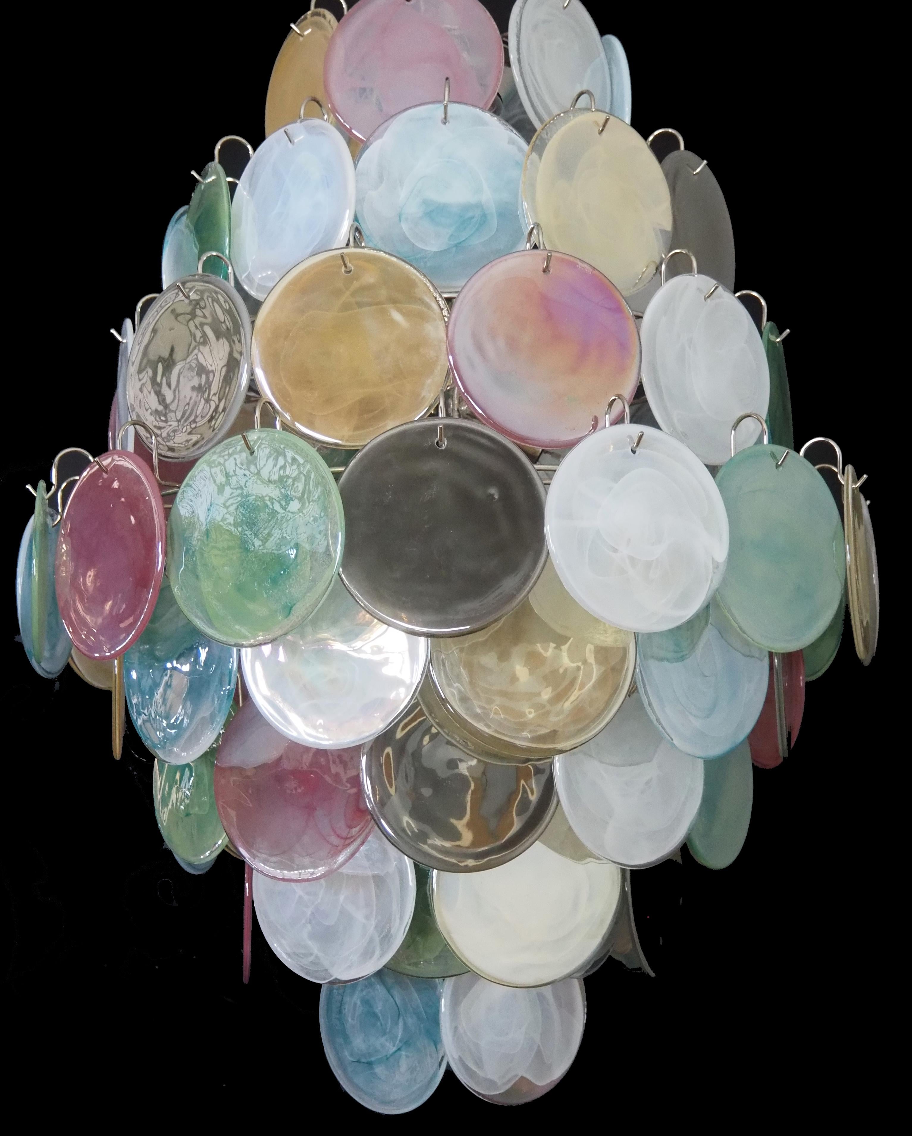 Art Glass Pair Mid-Century Italian Arlecchino Murano chandeliers For Sale