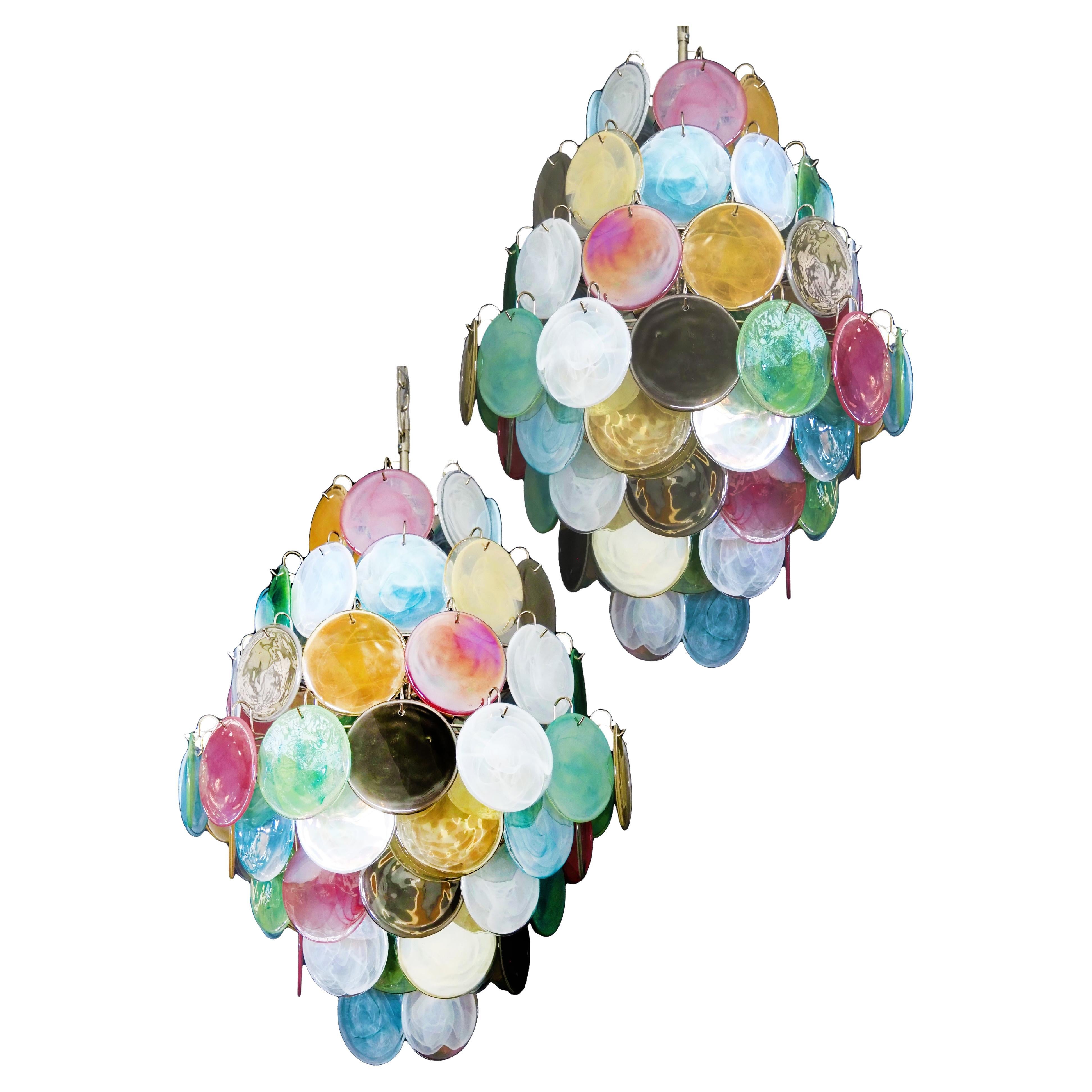 Pair Mid-Century Italian Arlecchino Murano chandeliers For Sale 5