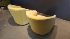 Majestueuses chaises pivotantes Ward Bennett entièrement restaurées en velours jaune canari des années 1960