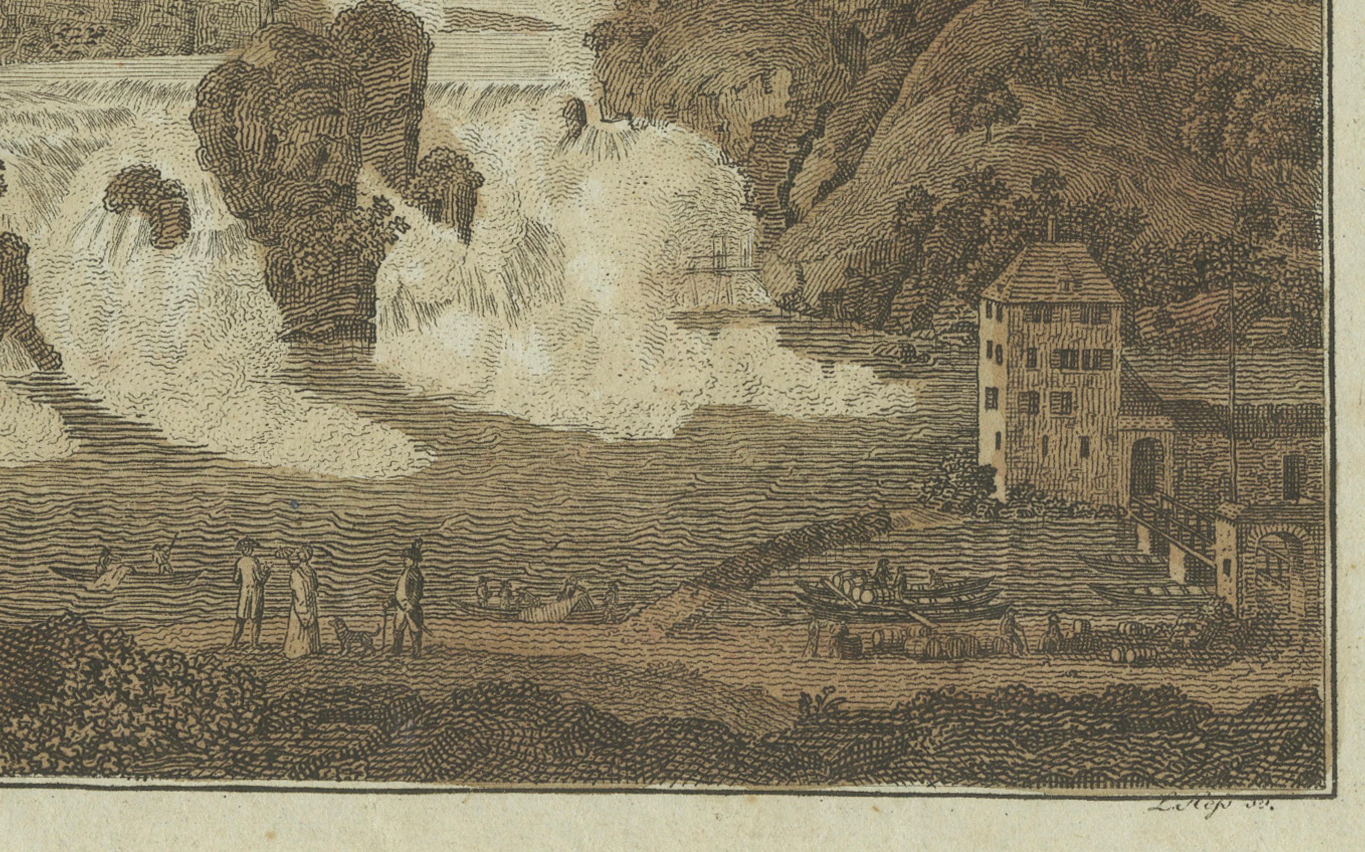 Majestic Waterfalls: Niagarafälle und Rheinfälle in Gravur aus dem 19. Jahrhundert (Graviert) im Angebot