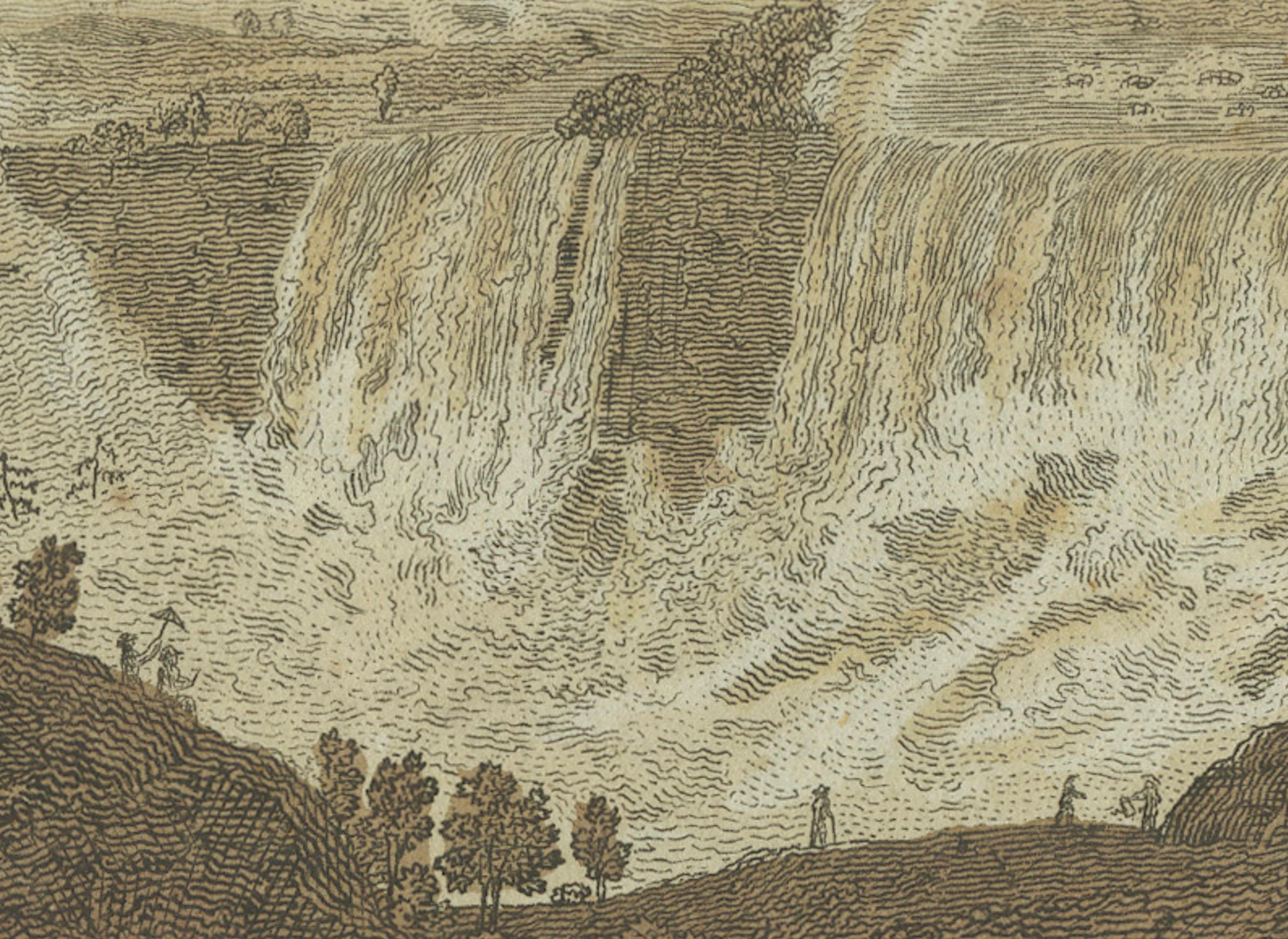 Majestic Waterfalls: Niagarafälle und Rheinfälle in Gravur aus dem 19. Jahrhundert im Zustand „Gut“ im Angebot in Langweer, NL