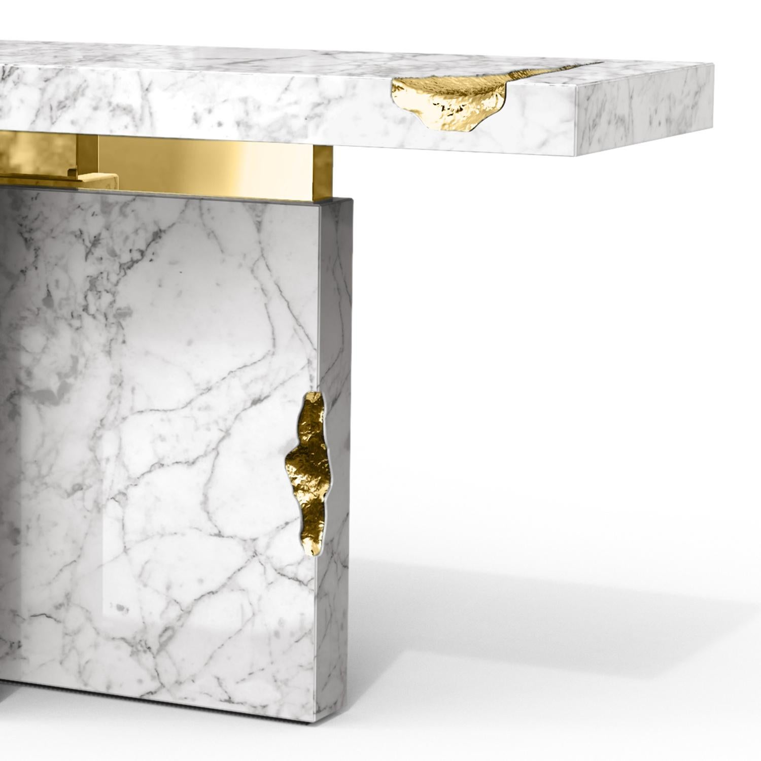 Sculpté Majestueuse table console blanche en vente