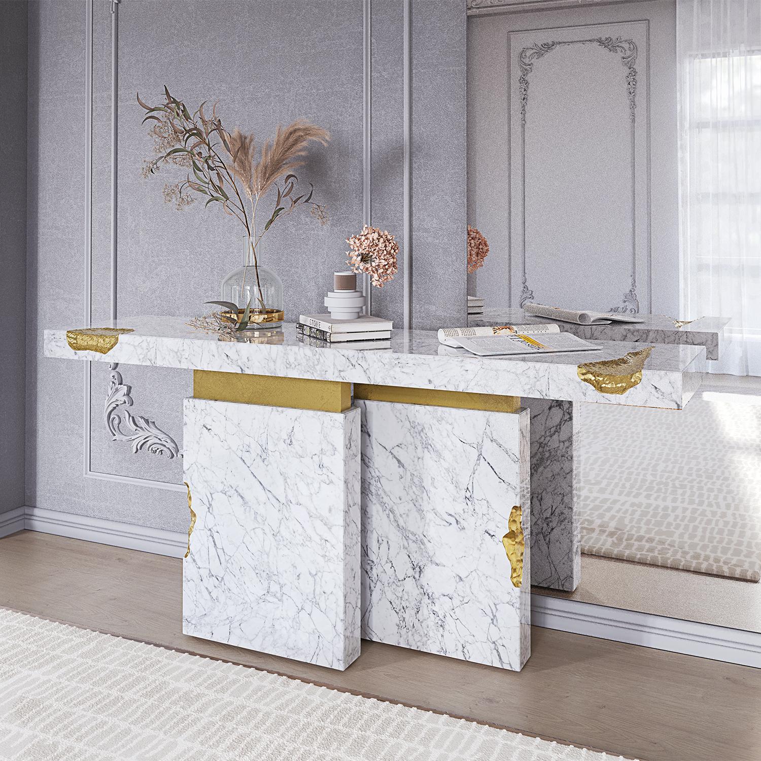 Majestic White Console Table For Sale 1