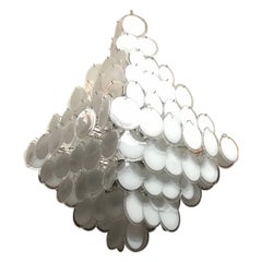 Majestic White Disc Murano Chandelier, 1990s