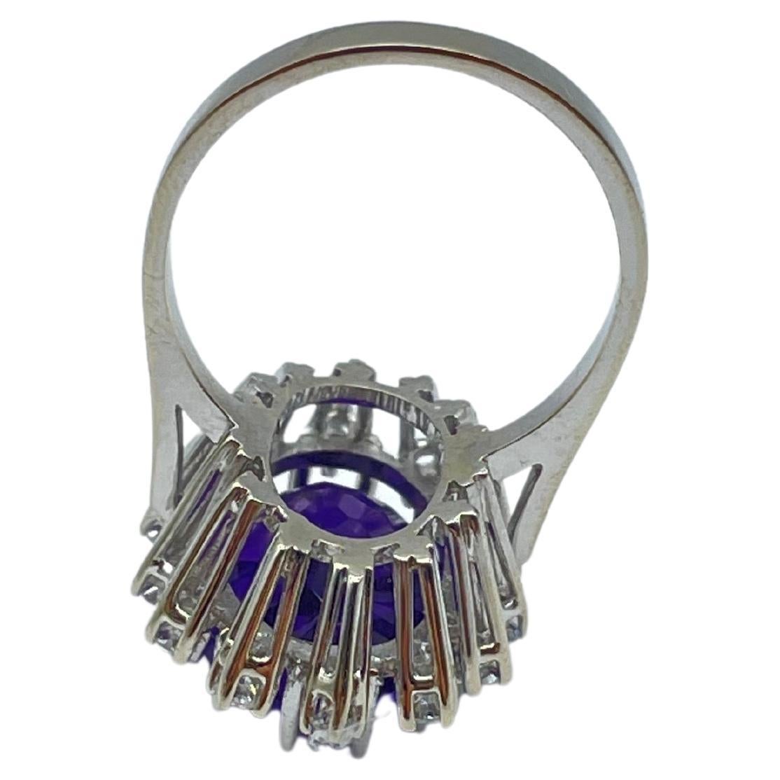 Women's or Men's Majestic 14k whitegold ring with amethyst and diamonds  For Sale