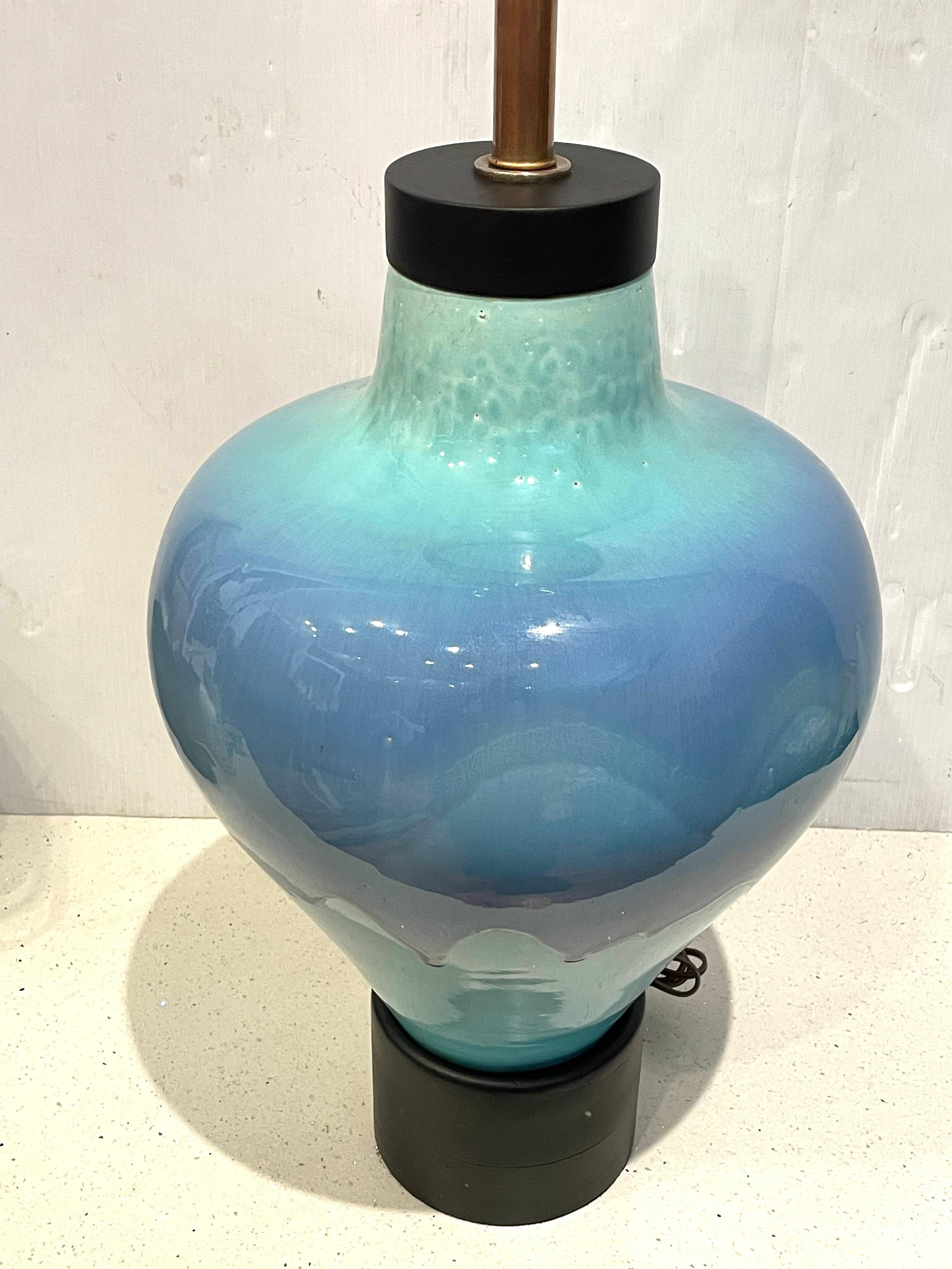 Mid-Century Modern Majestueuse lampe X-Large en céramique mi-siècle, finition glaçure lave en vente