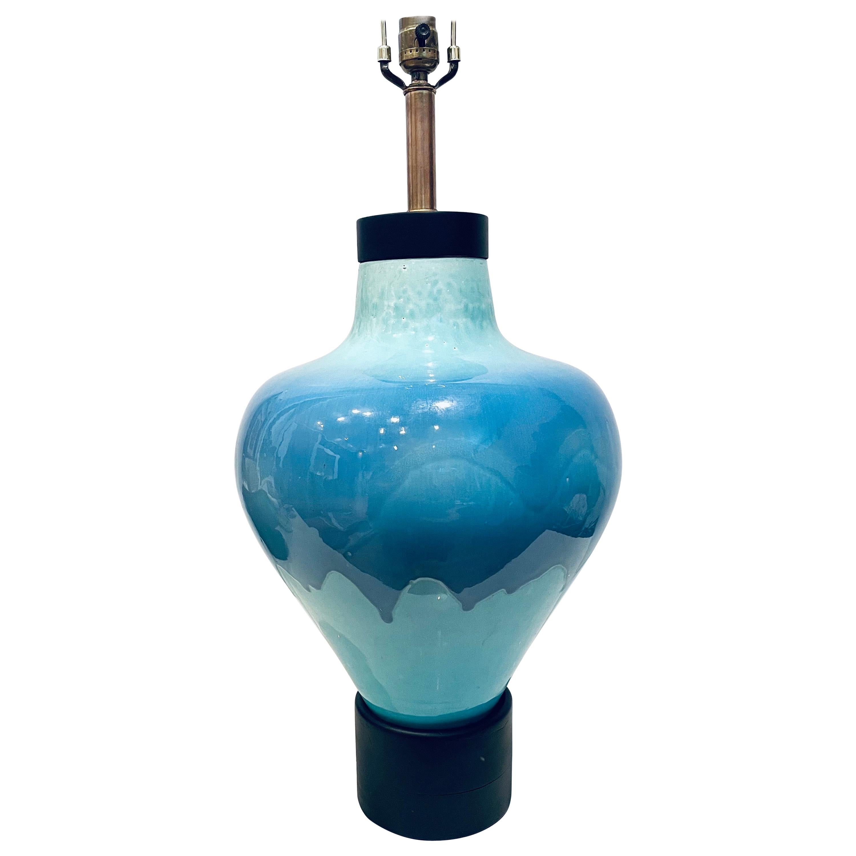 Majestic X-Large Ceramic Mid Century Lamp Lava Glaze Finish For Sale