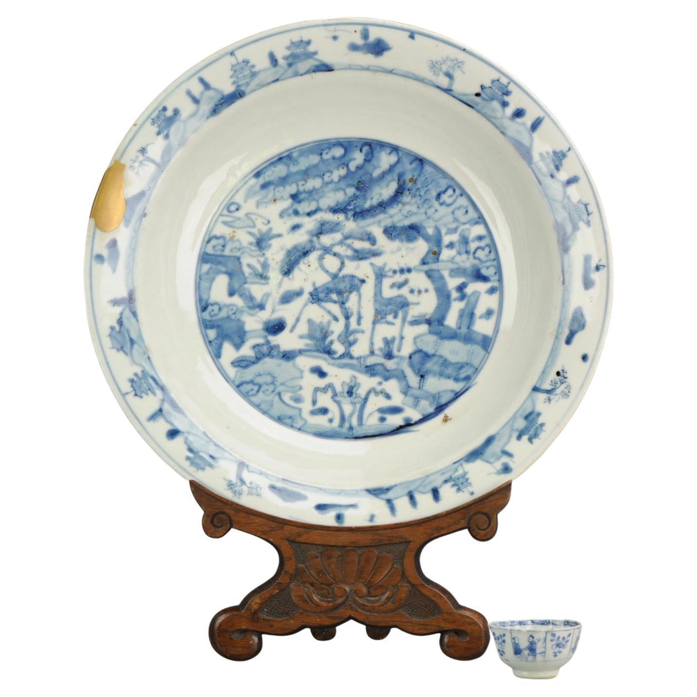 Majestueux Zhangzhou Swatow Charger Deer China Ming Ming Dynasty (1368-1644) en vente