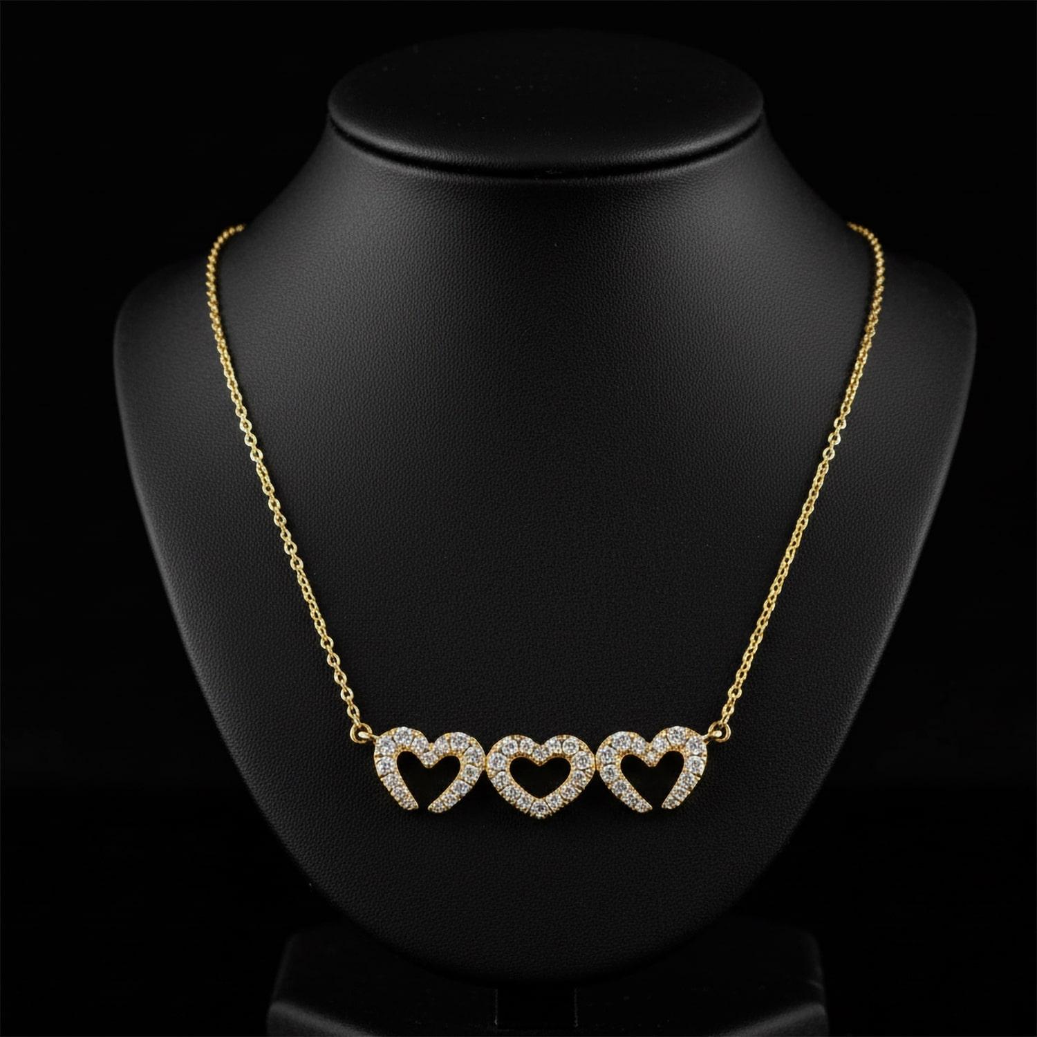 Moderne Collier de diamants Majesty en forme de cœur 14K (ou 18k sur demande) en vente