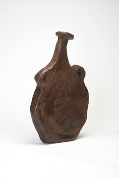 Organic Shape, Plain Dark Brown Ceramic Sculpture Vase with by Willem Van Hooff