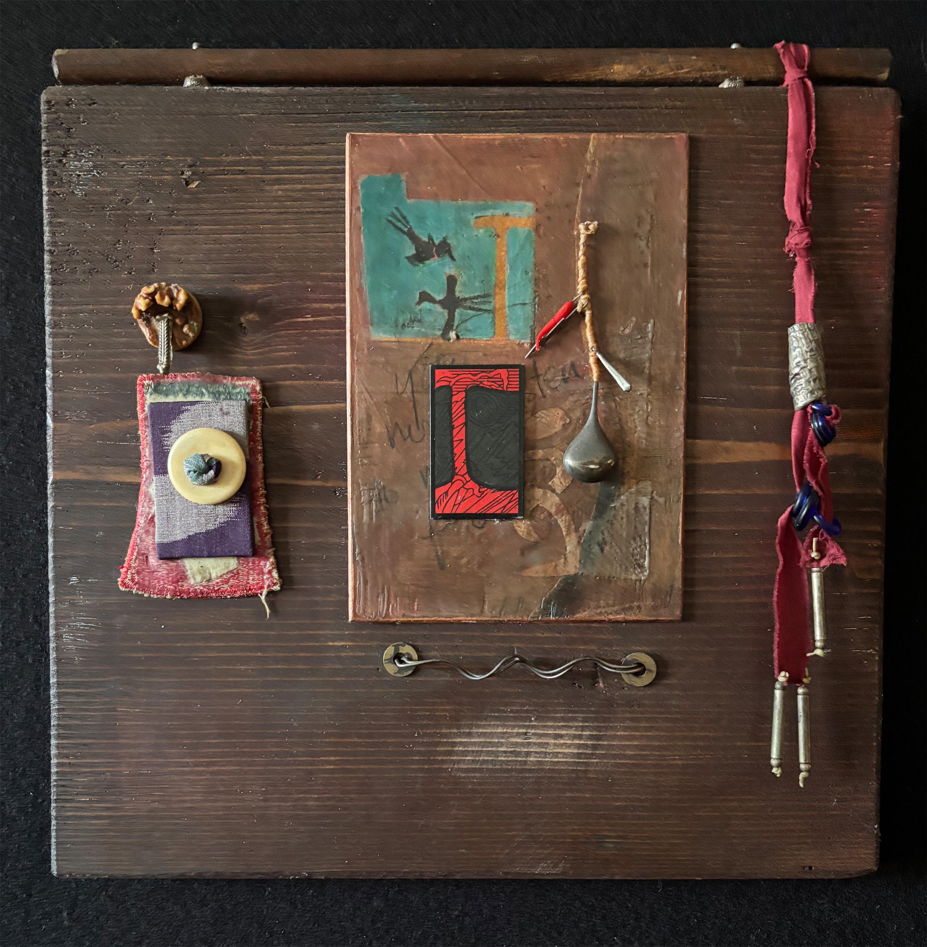 Artifacts of Various Realities-Tray 3 Small objects on wood provoking new storie