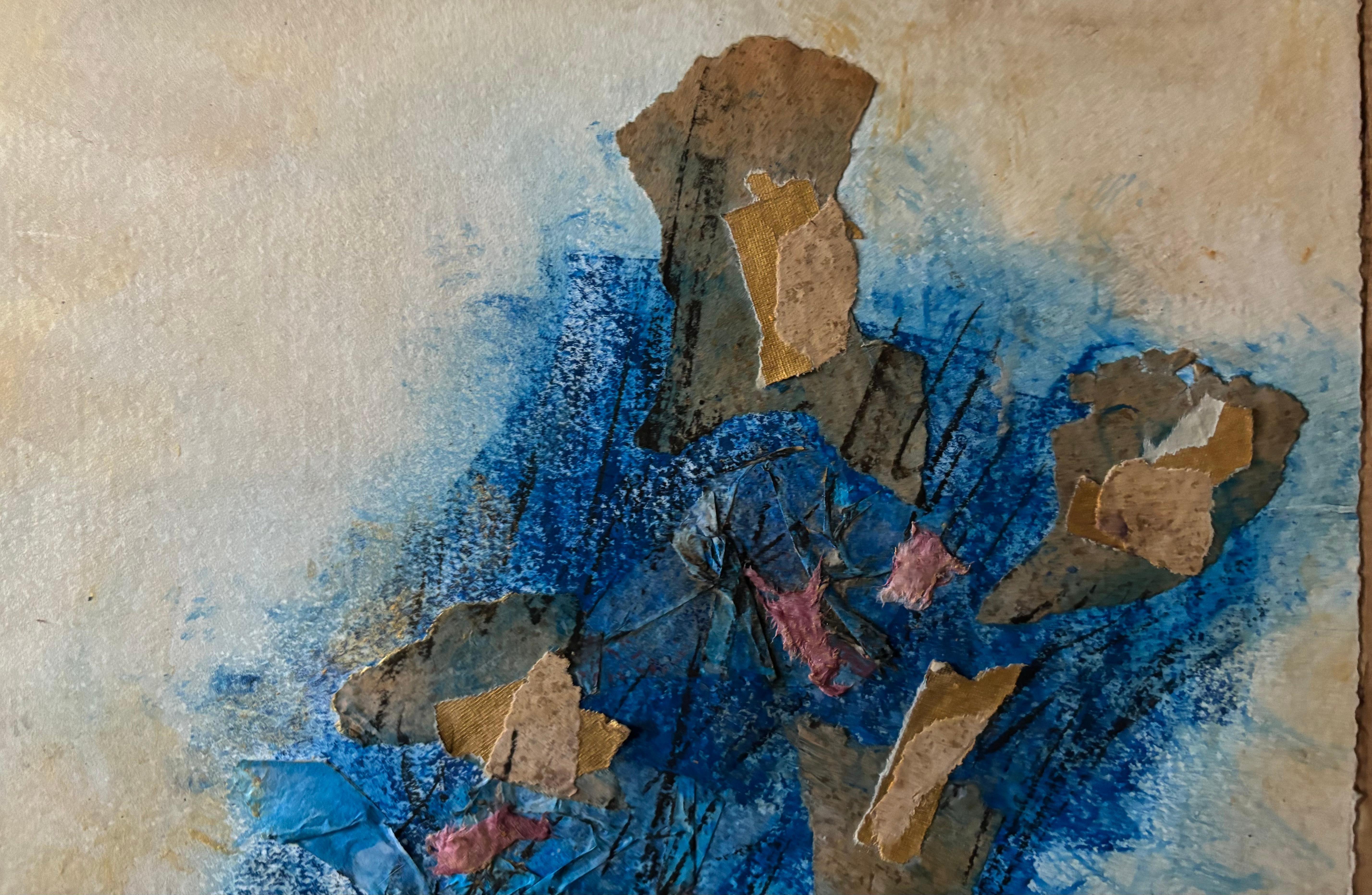 Petites pièces en bois I : Diptyque Blue Joy - Abstrait Art par Majio