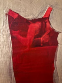 Diptych Tango Paper Doll with Dog's Tag-acrylic paint, paper, found objects