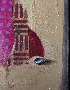 Diptych Tango Paper Doll with Shell-acrylic paint, paper, found object