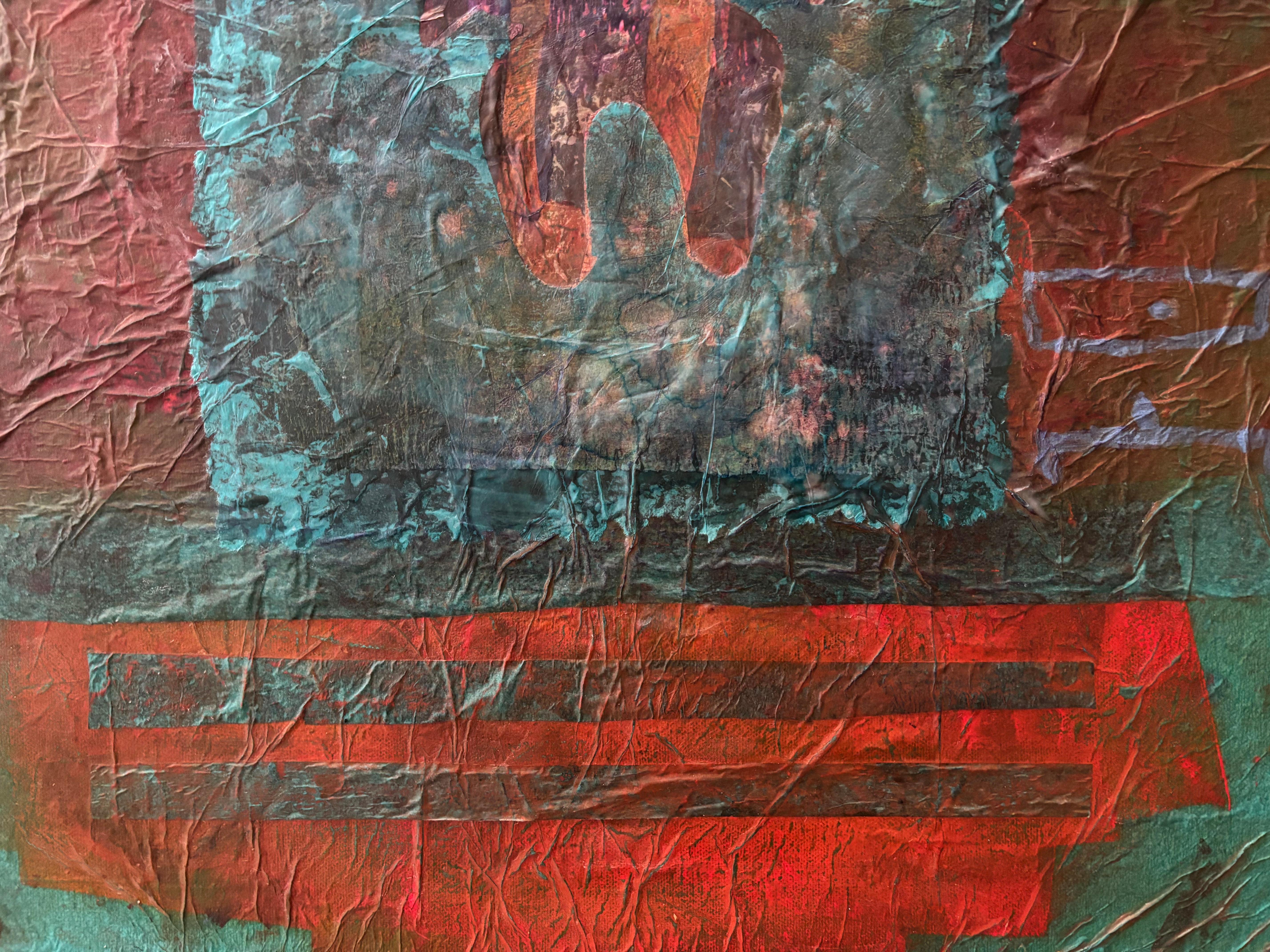 Diptych Tyme Before Time Cold wax, monoprints, oil stick on canvas im Angebot 5