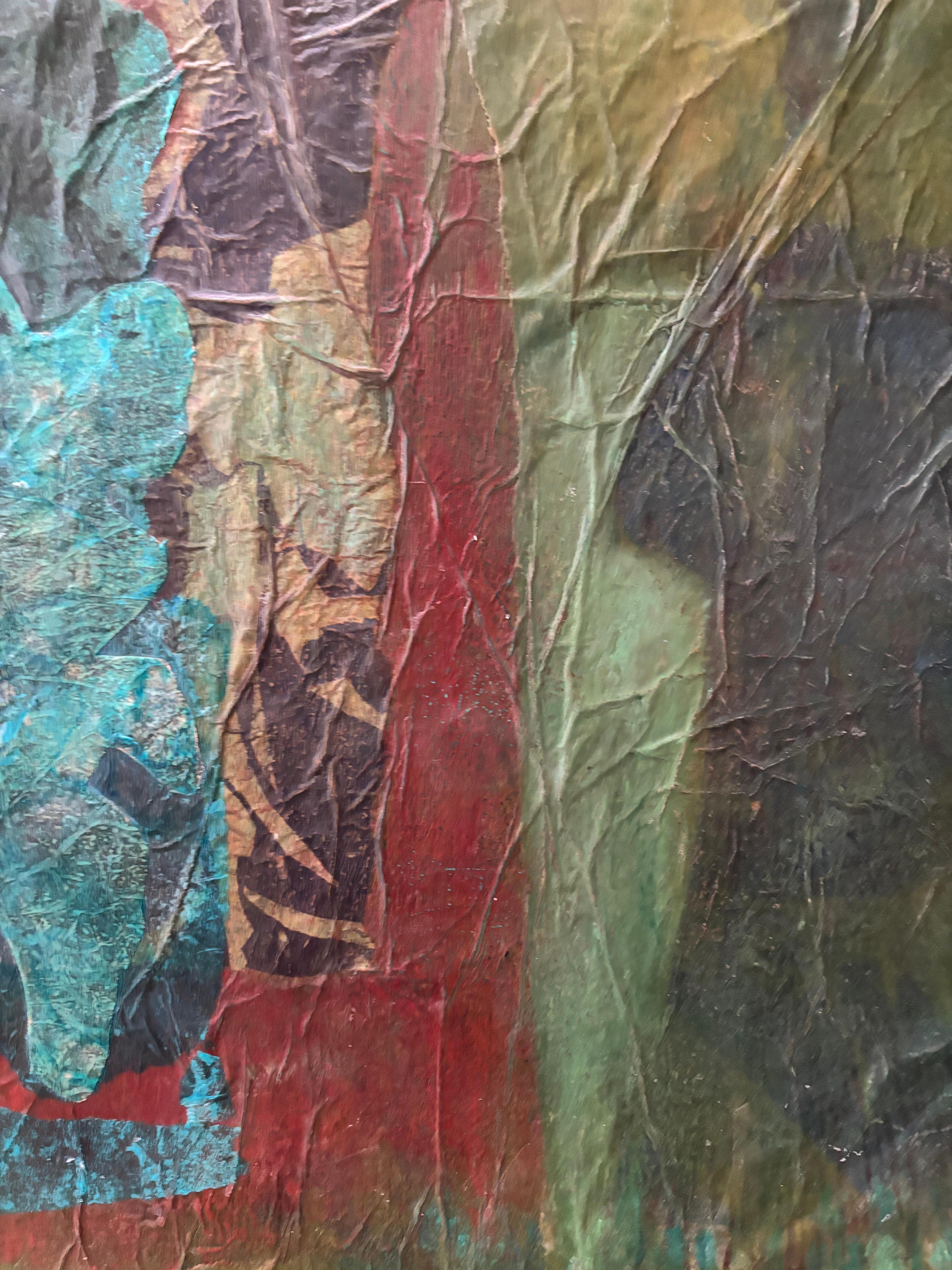 Diptych Tyme Before Time Cold wax, monoprints, oil stick on canvas (Schwarz), Abstract Painting, von Majio