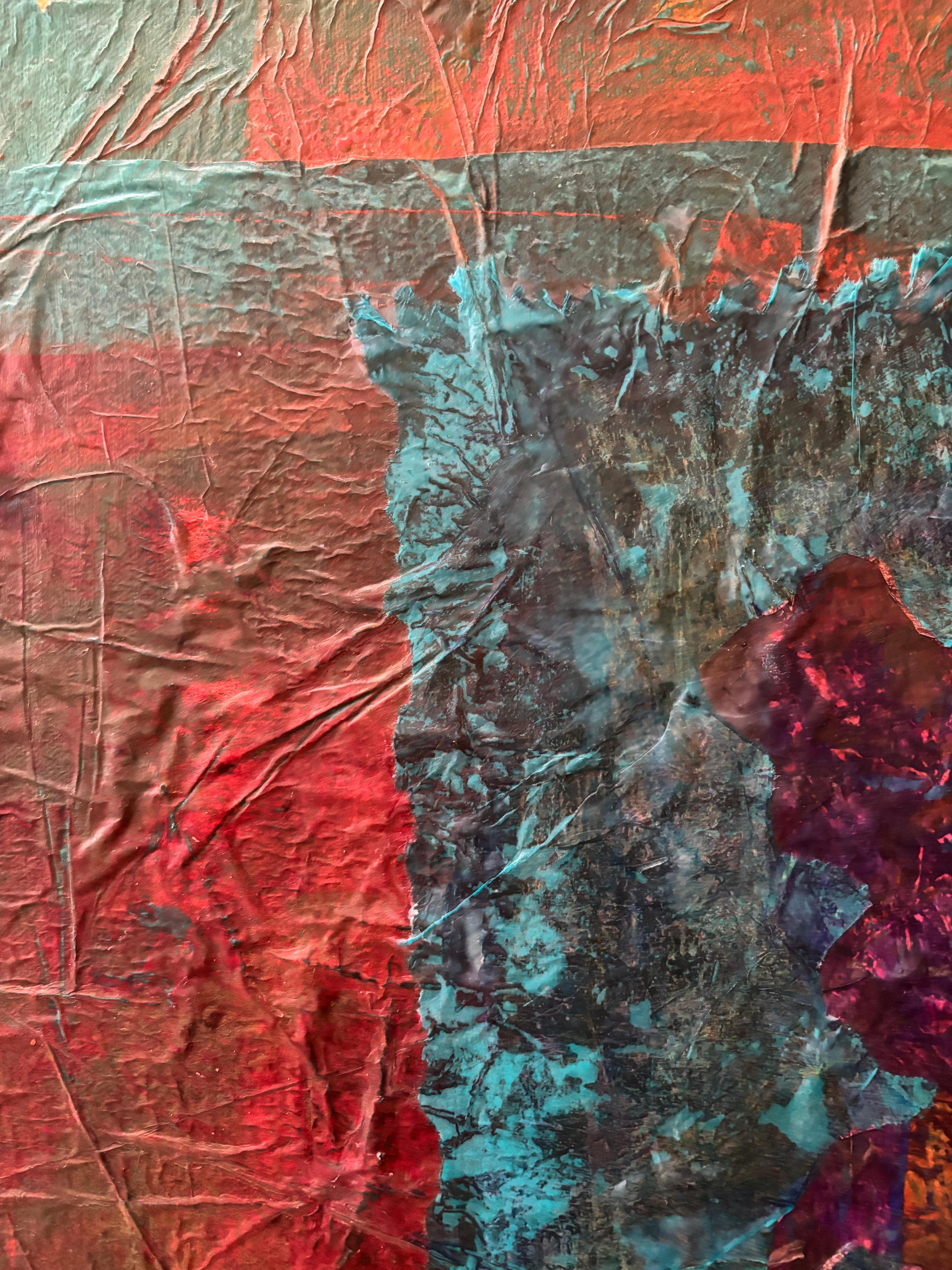 Diptych Tyme Before Time Cold wax, monoprints, oil stick on canvas im Angebot 2