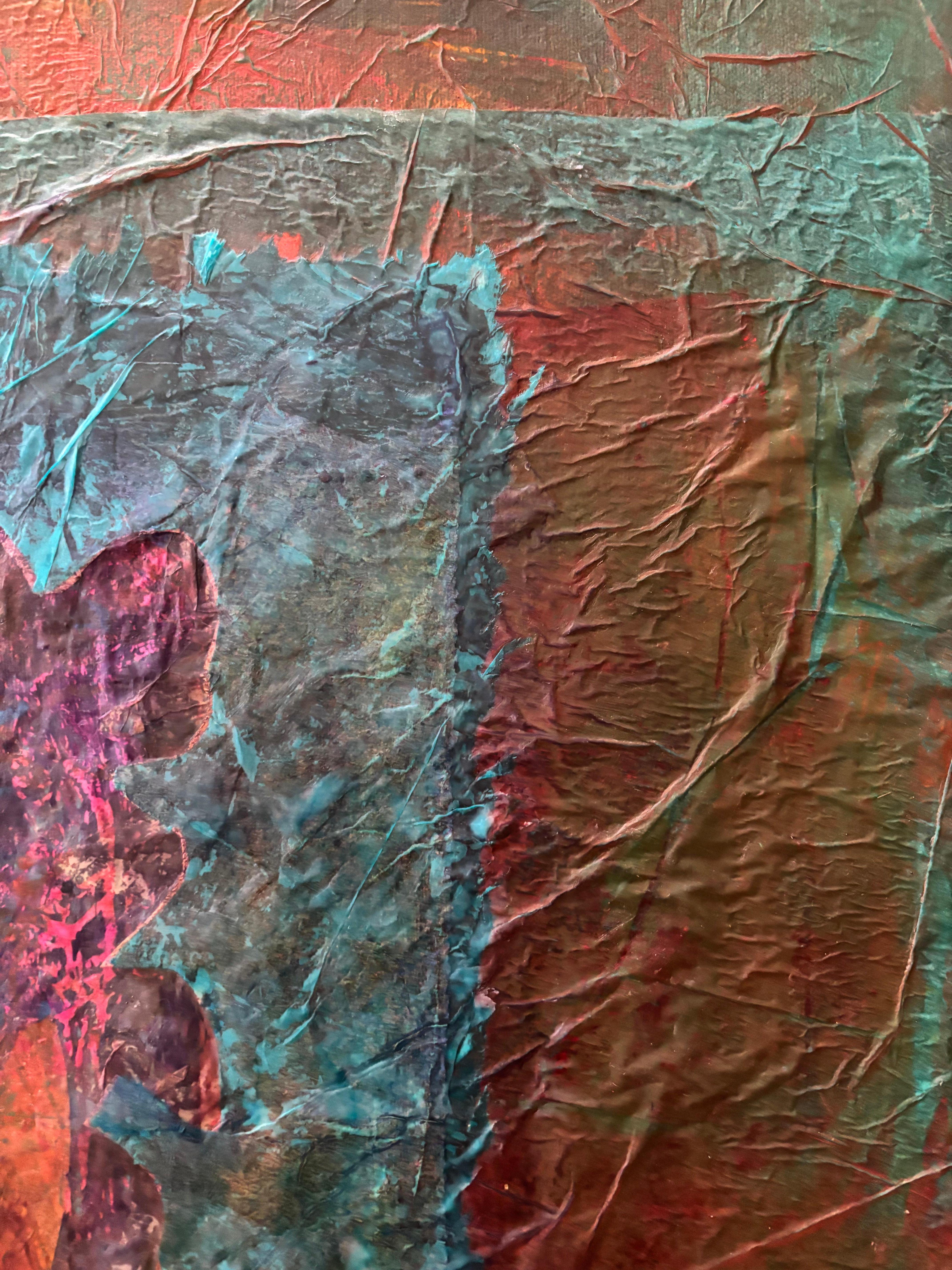 Diptych Tyme Before Time Cold wax, monoprints, oil stick on canvas im Angebot 3
