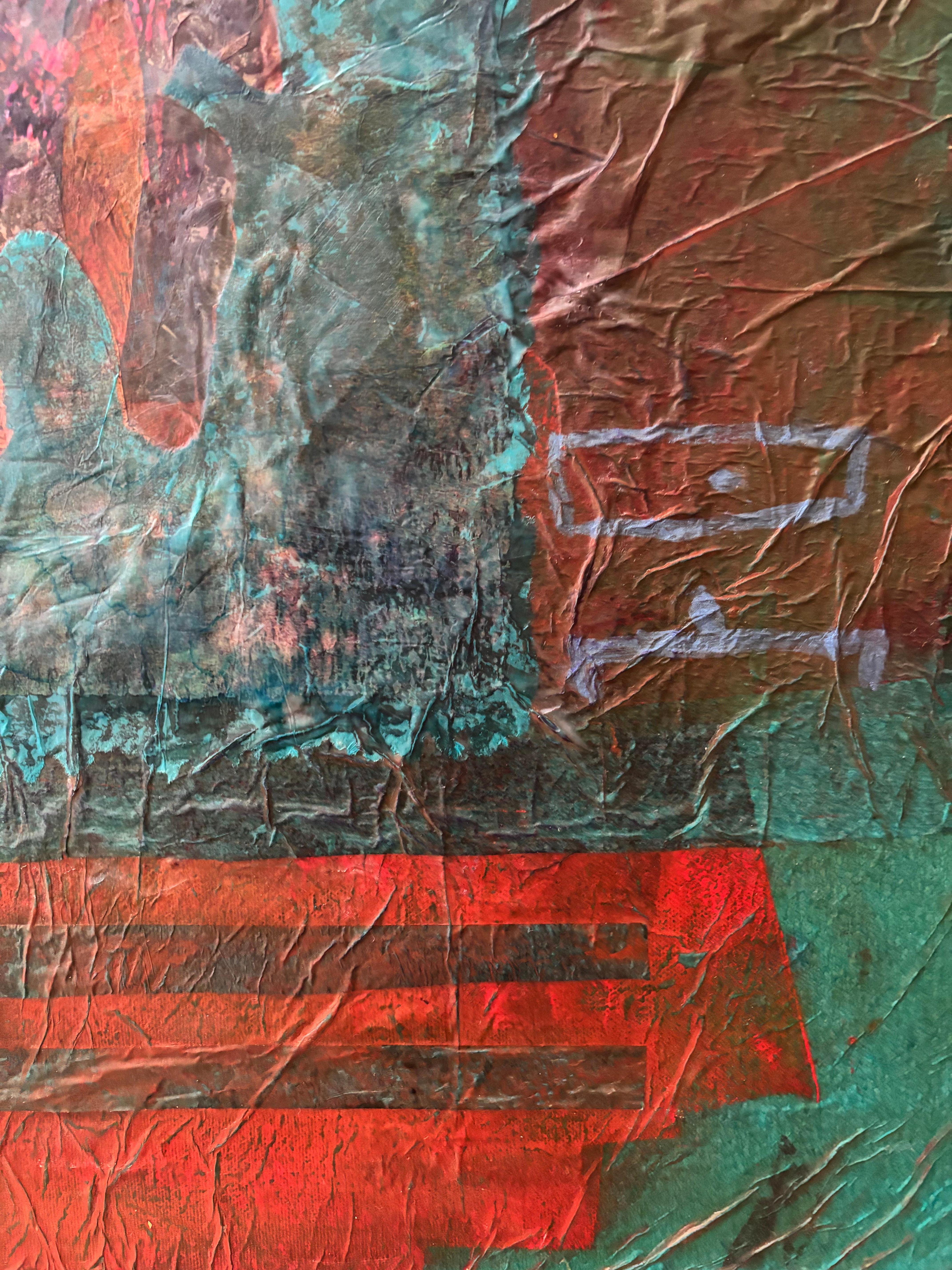 Diptych Tyme Before Time Cold wax, monoprints, oil stick on canvas im Angebot 4