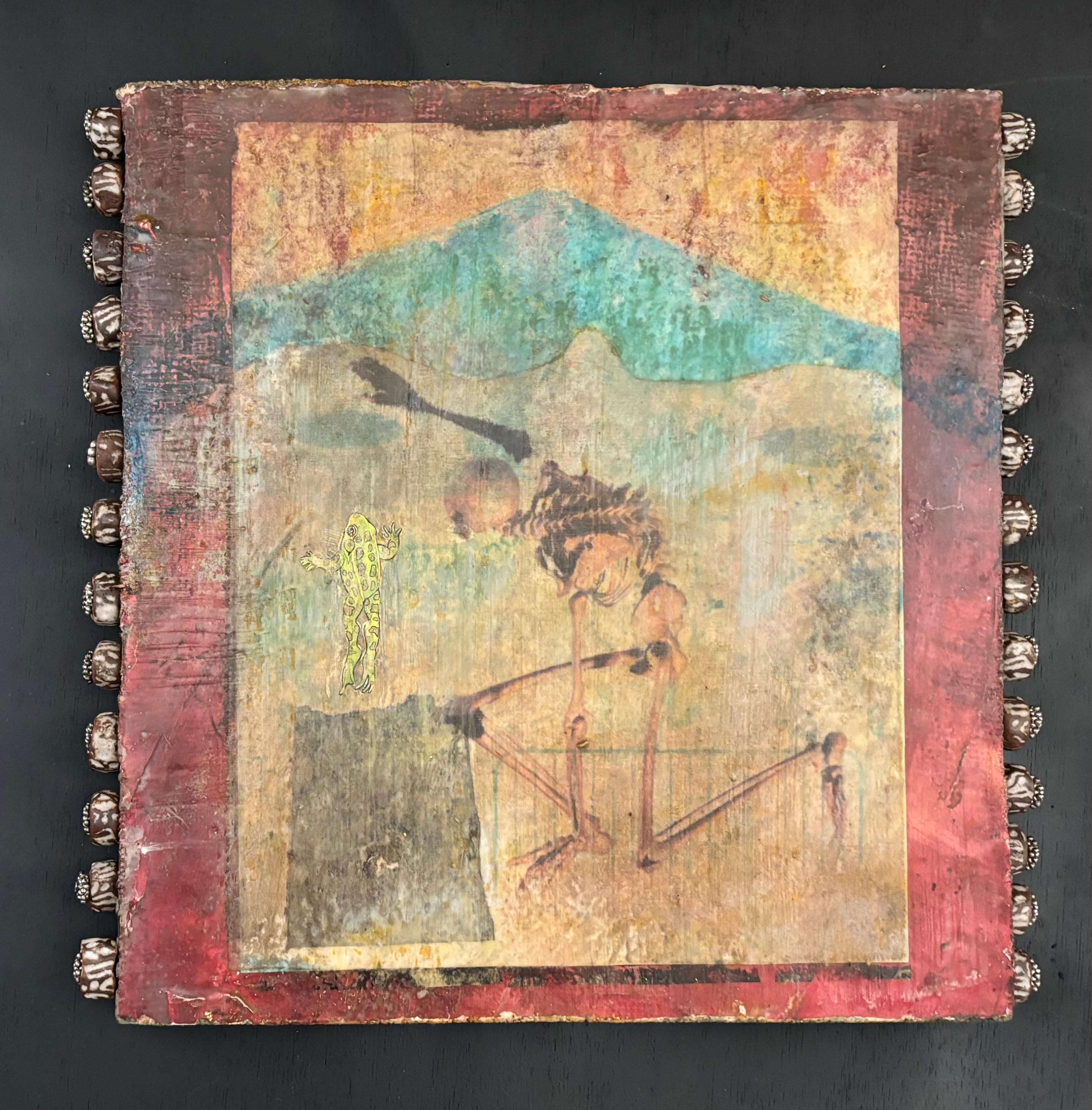 Femme médiane avec grenouille