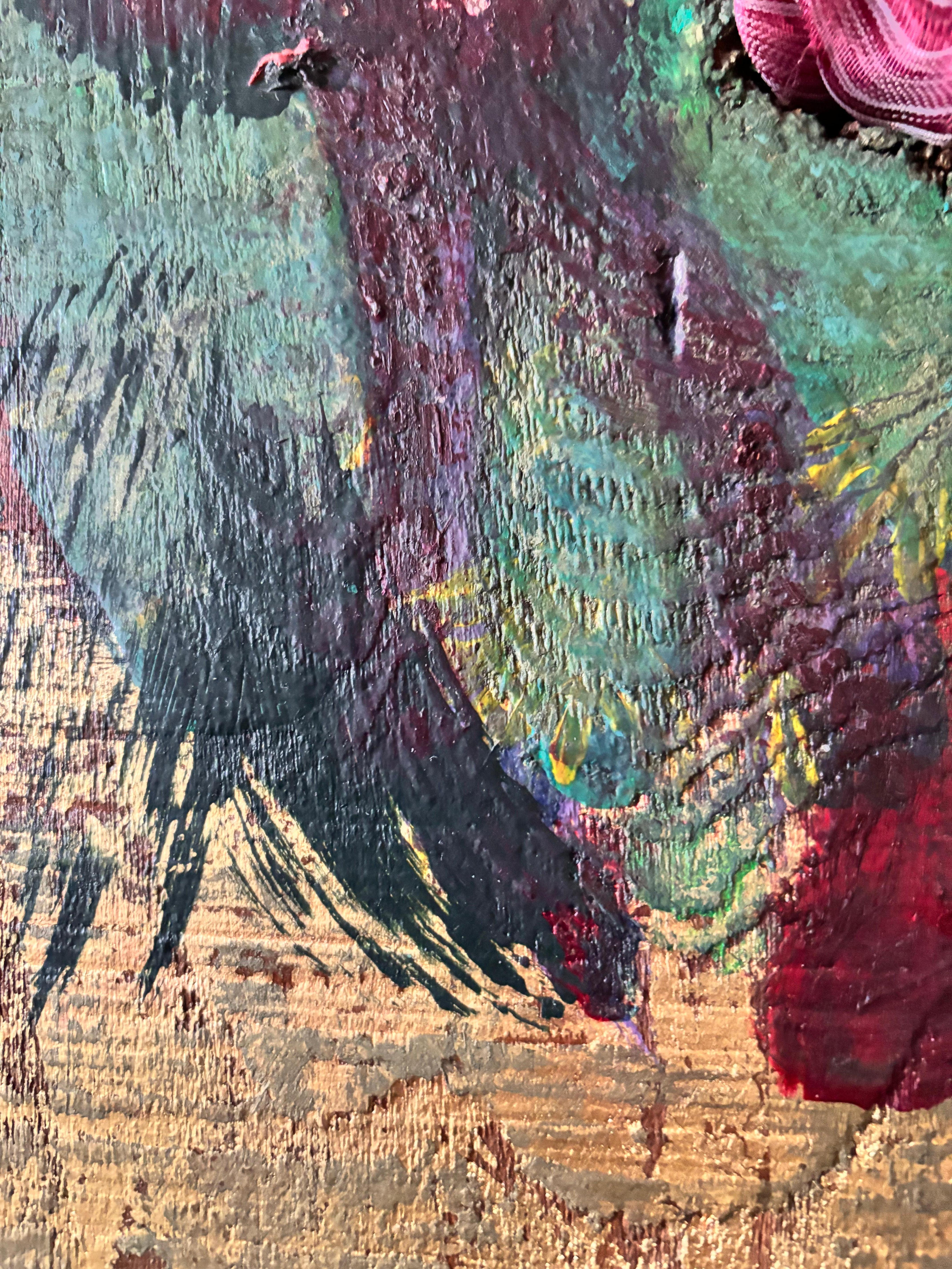 Saatgut Acrylfarbe mit Band, Silberperlen auf Holz im Angebot 10