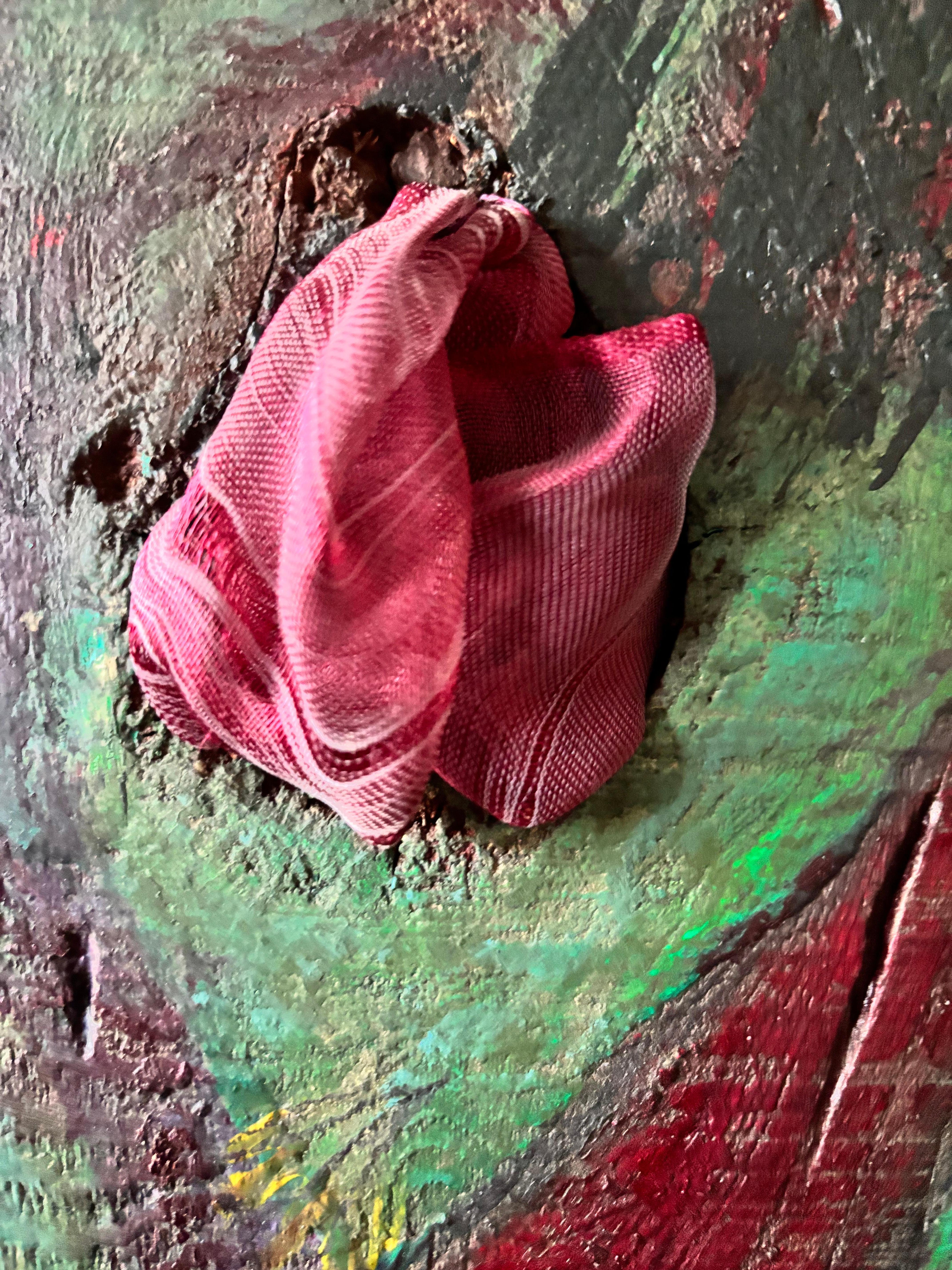 Saatgut Acrylfarbe mit Band, Silberperlen auf Holz im Angebot 2