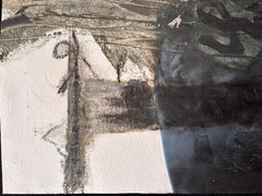 Skateboard Series with X-Ray II, cold wax, graphite, X-ray, and collag on paper.