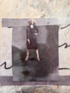 Skateboader On the Pinnacle cold wax, graphite, collage 2024