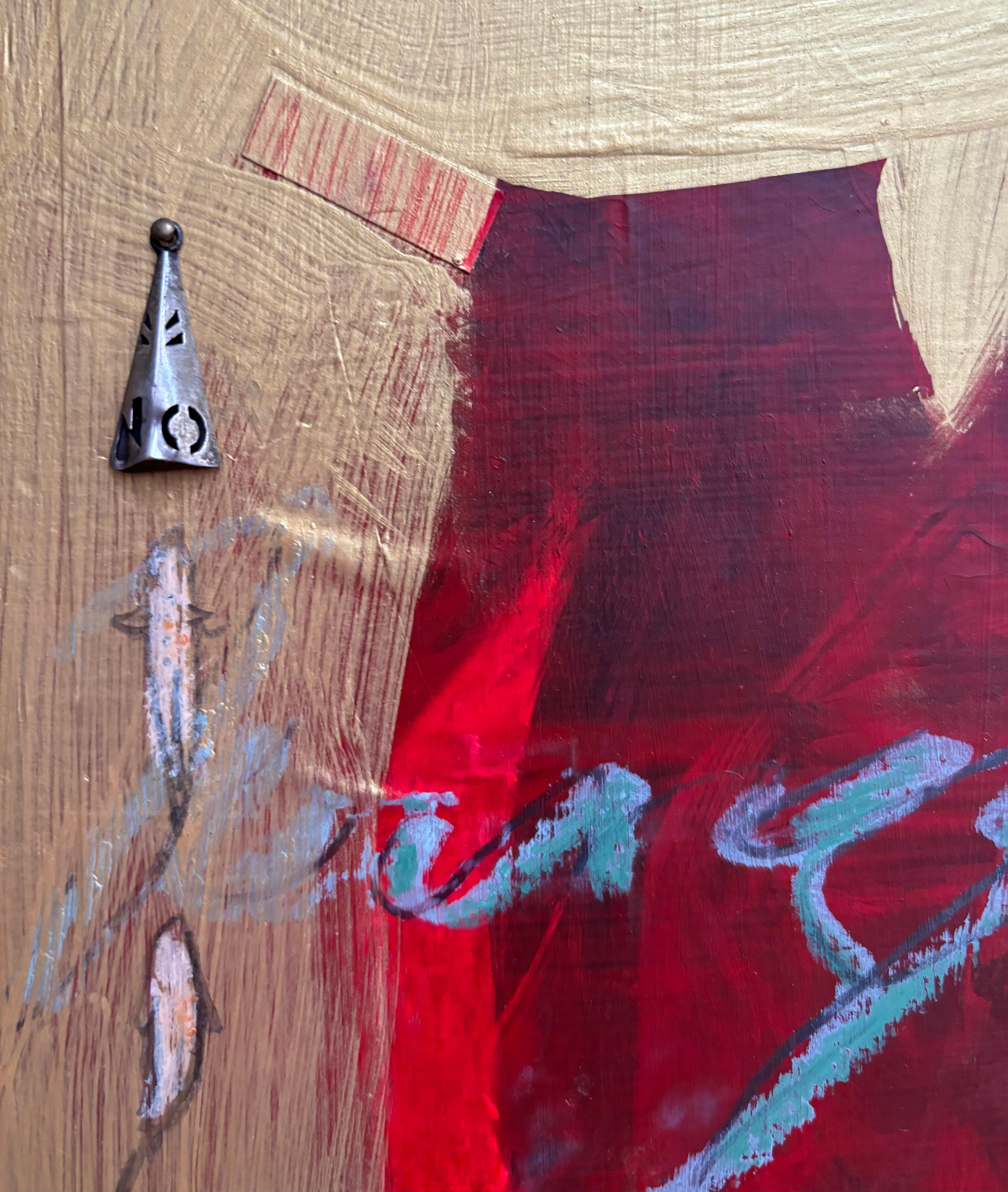 Dans le diptyque Polka Dots and Fish, l'Icone en tant que fond suggère une icône tout en sapant l'image de l'artiste.  le couple de danseurs de tango qui se transforme en poupées de papier. Cela fait référence à une zone intermédiaire de
