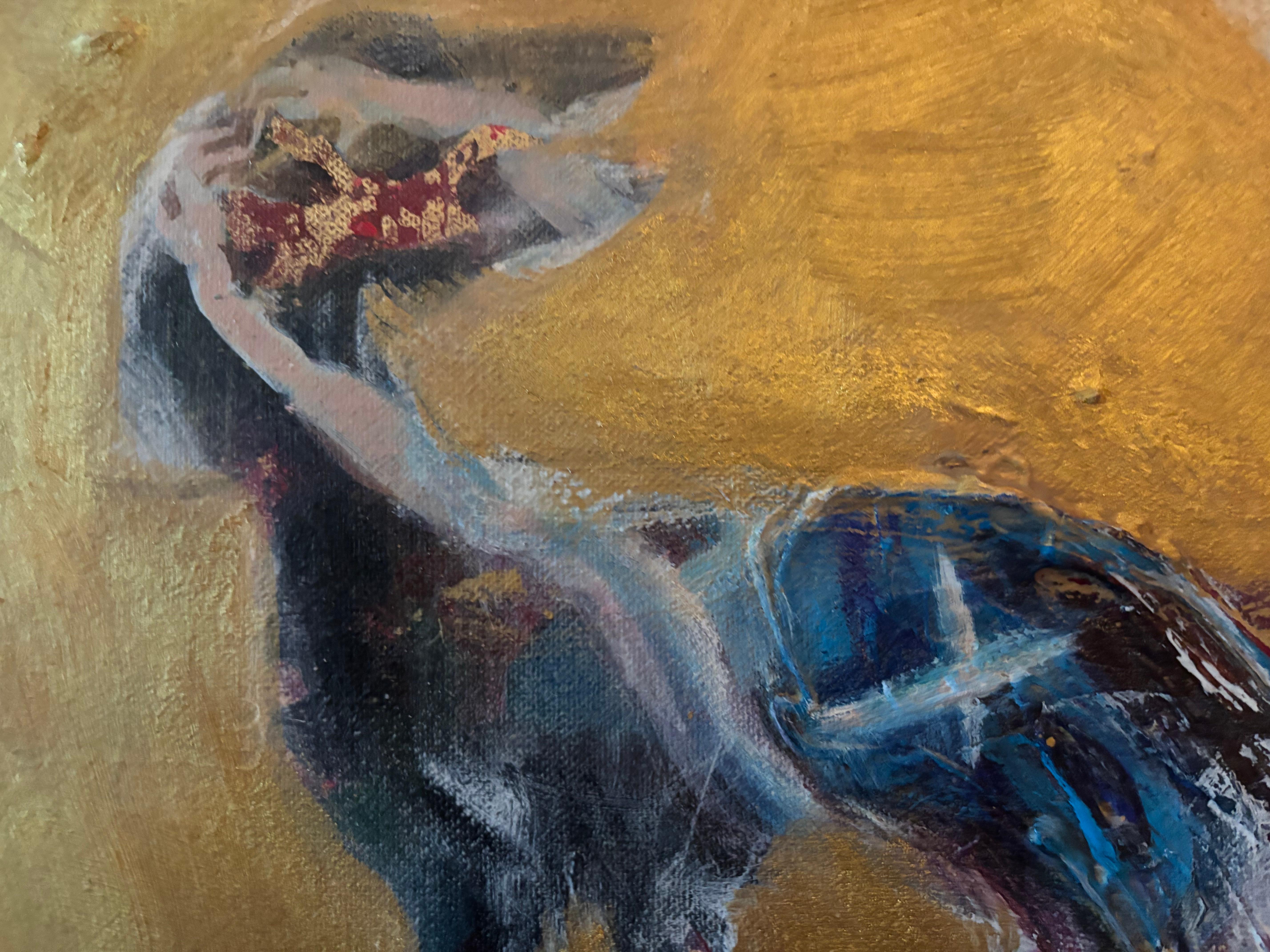 13.	Tiere I: Pferd auf Gold (Braun), Animal Painting, von Majio
