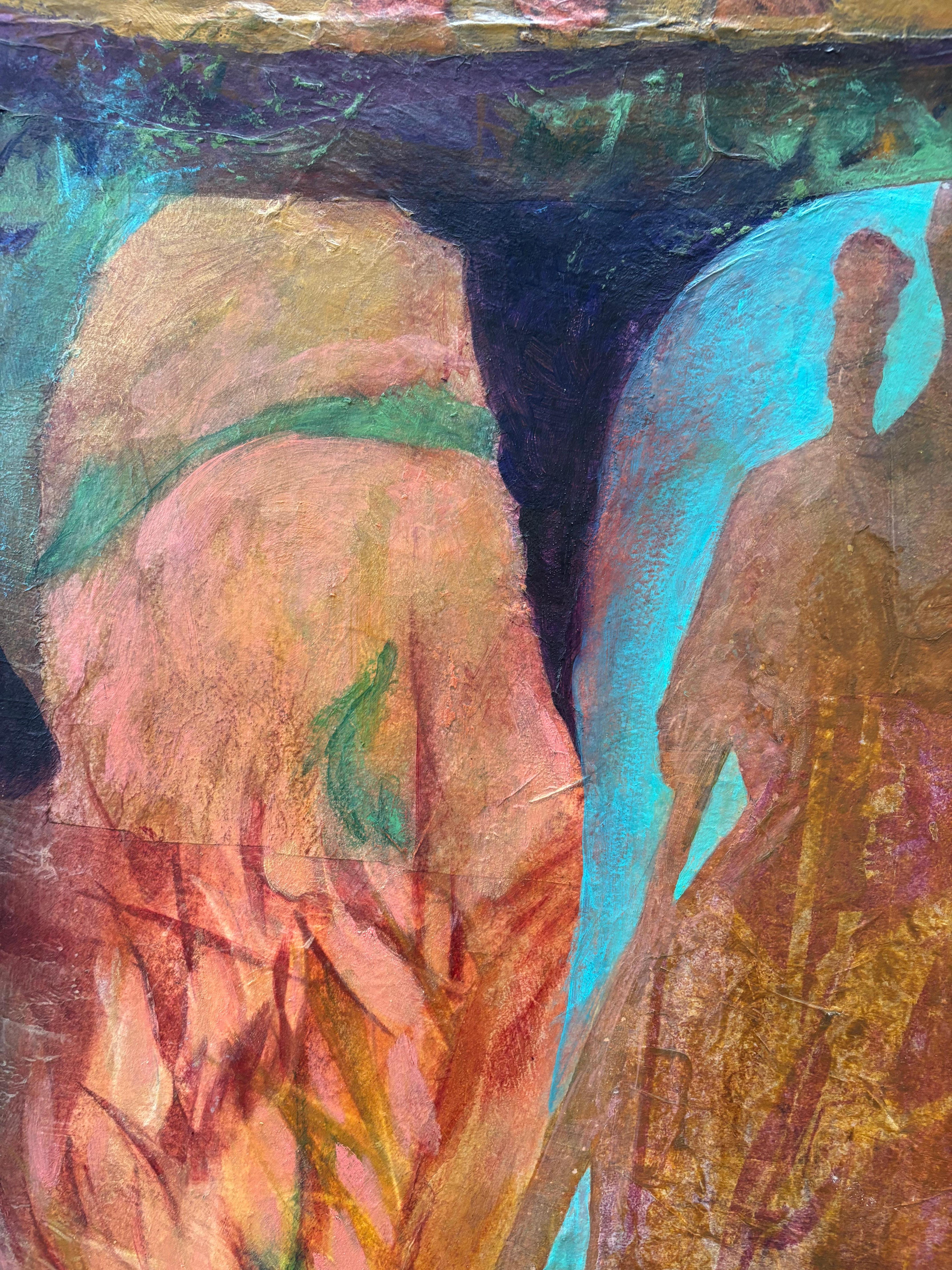 Ahnen an der Schwelle - Kaltwachs, Monoprints auf Seidenpapier, Acrylfarbe (Moderne), Painting, von Majio