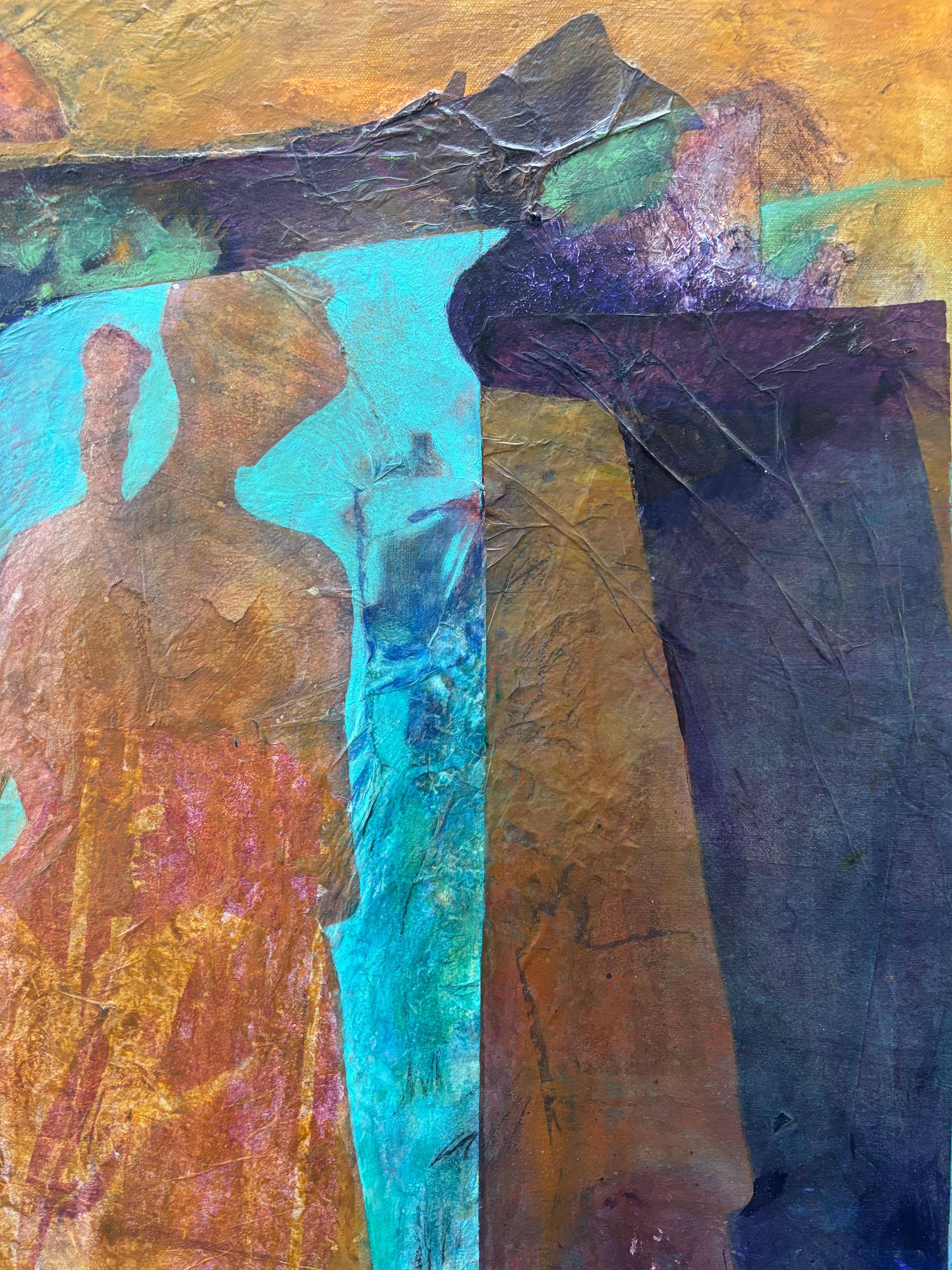 Ahnen an der Schwelle - Kaltwachs, Monoprints auf Seidenpapier, Acrylfarbe (Grau), Figurative Painting, von Majio