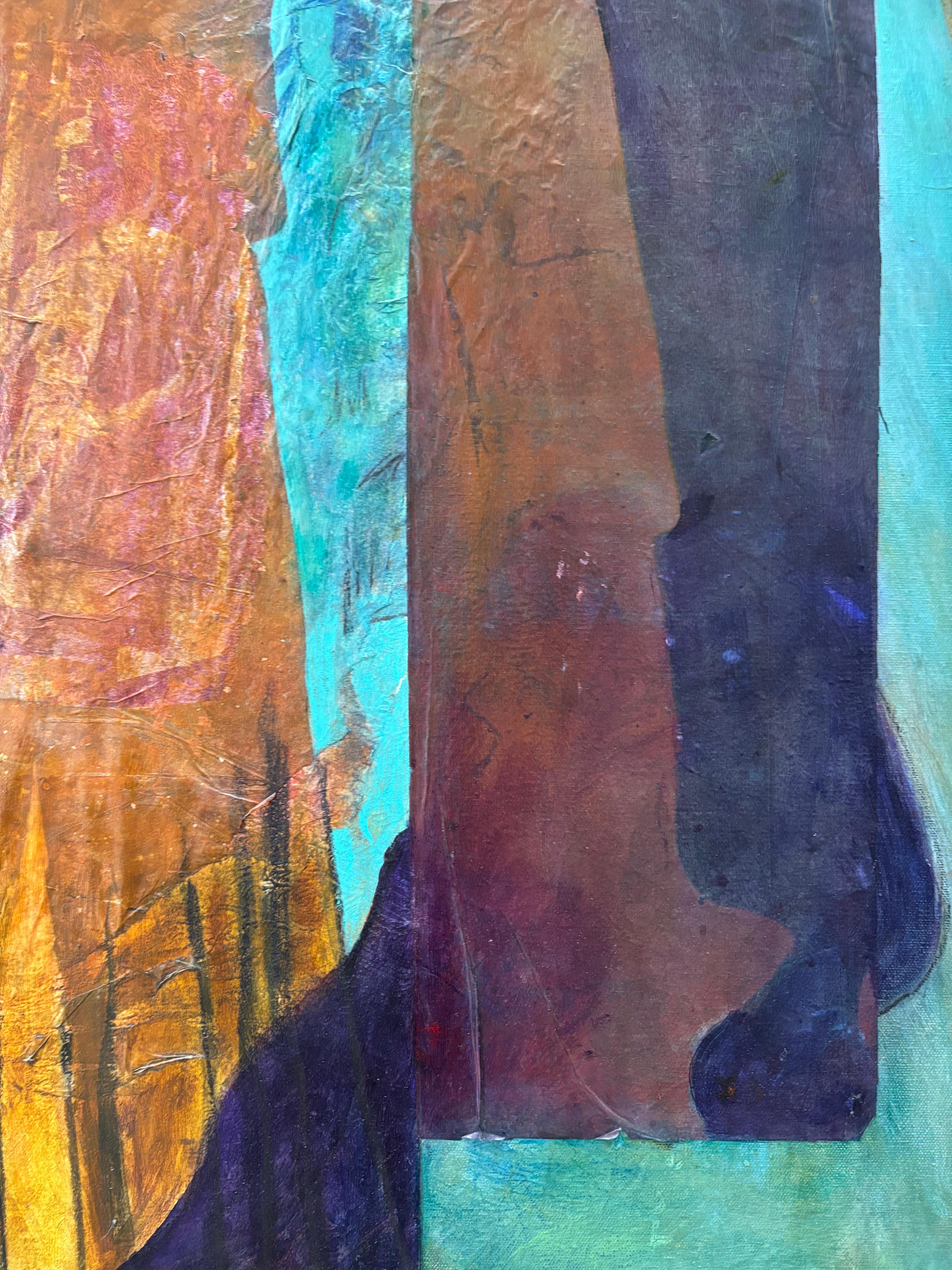 Ahnen an der Schwelle - Kaltwachs, Monoprints auf Seidenpapier, Acrylfarbe im Angebot 2