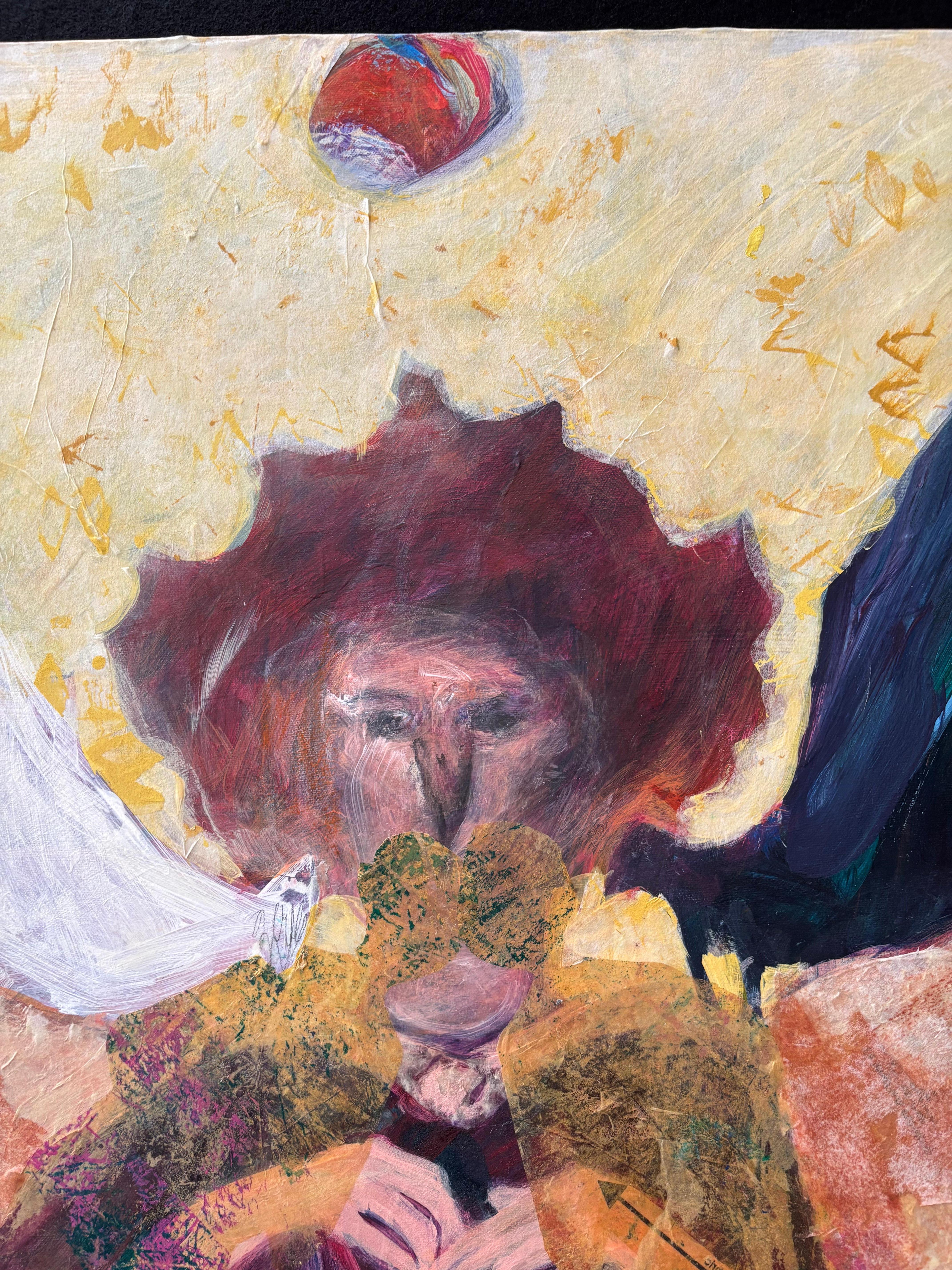 Antepasados: Mujer-Pájaro - Pintura acrílica, cera fría, óleo & - Painting de Majio