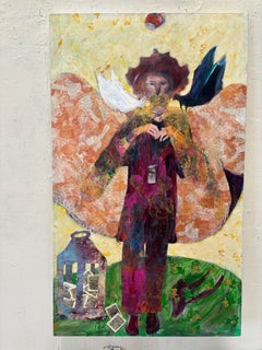 Antenati: Donna uccello - Pittura acrilica, cera a freddo, pittura ad olio &