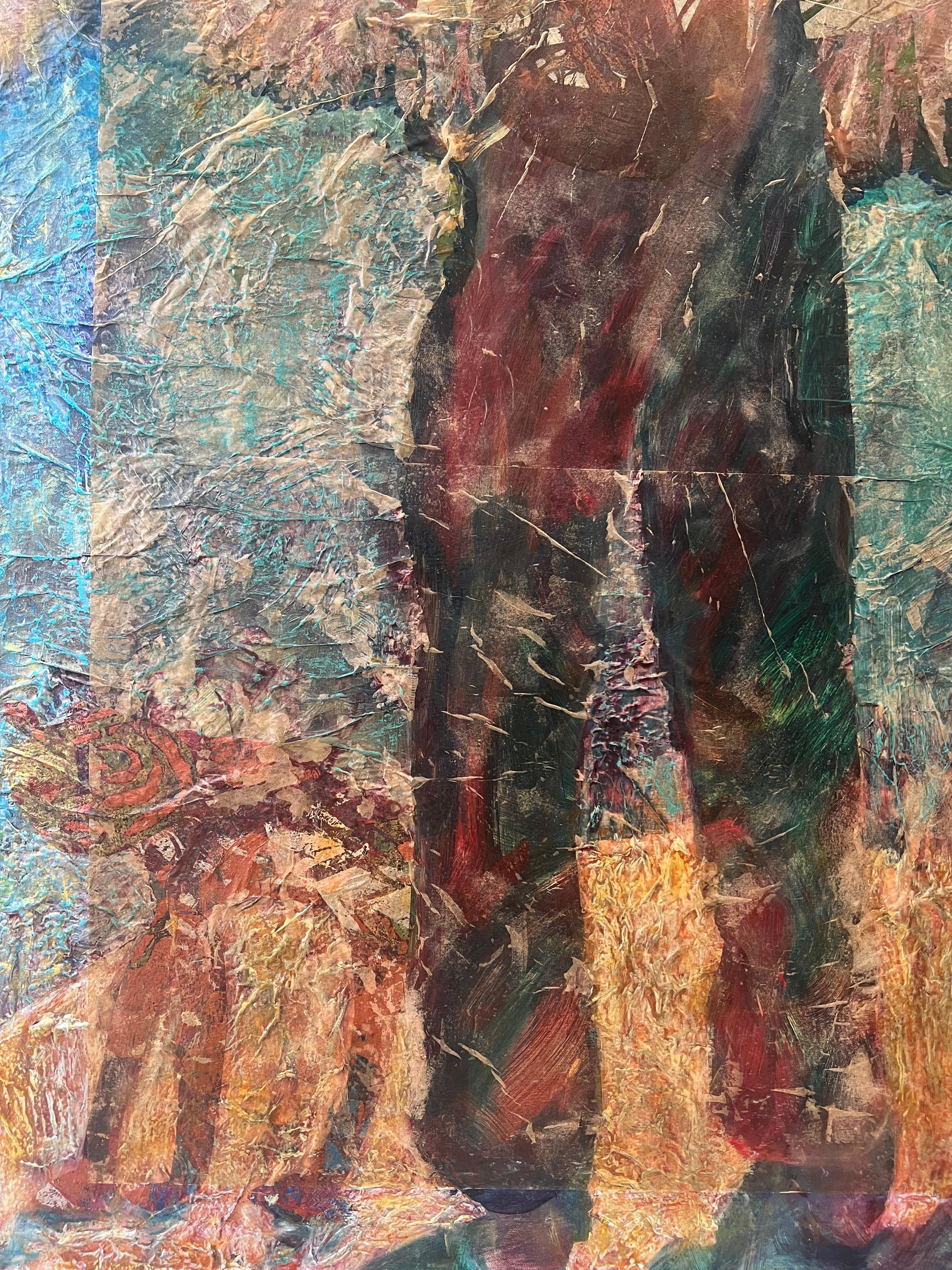 Vorfahren: JoyFool-Kaltwachs, Seidenpapier & Ölstift auf Acrylfarbe (Sonstige Kunststile), Painting, von Majio