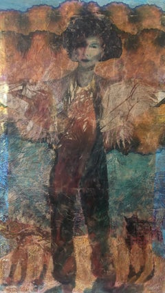 Ancestors: JoyFool-Cold wax, tissue paper & oil stick on acrylic paint