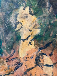 Ancestors: Moon Drummer-Acrylic paint, cold wax, tissue paper & oil stic