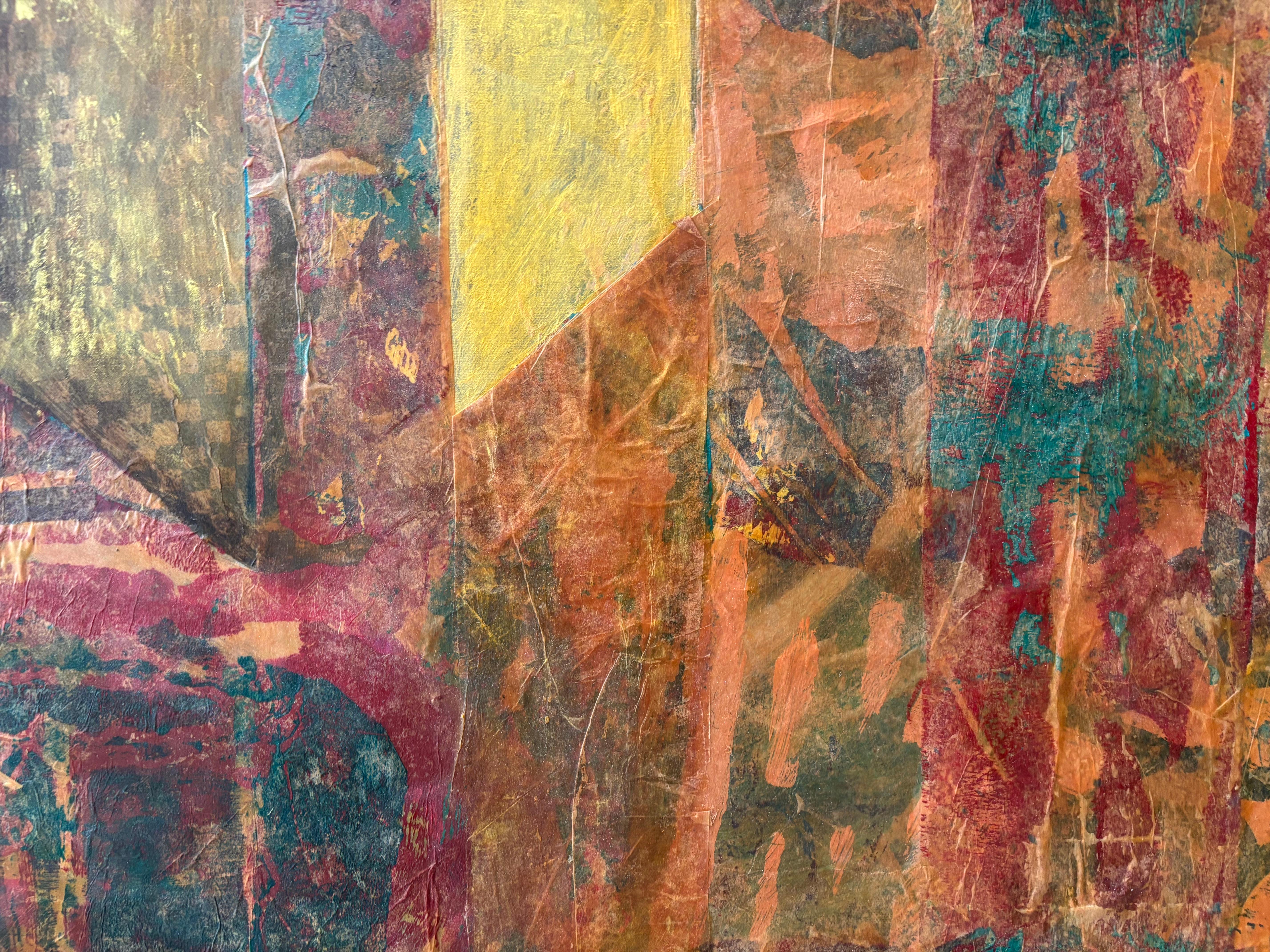 Antenati: One Who Sees Through 2023 -Pittura acrilica, cera fredda, carta velina in vendita 5