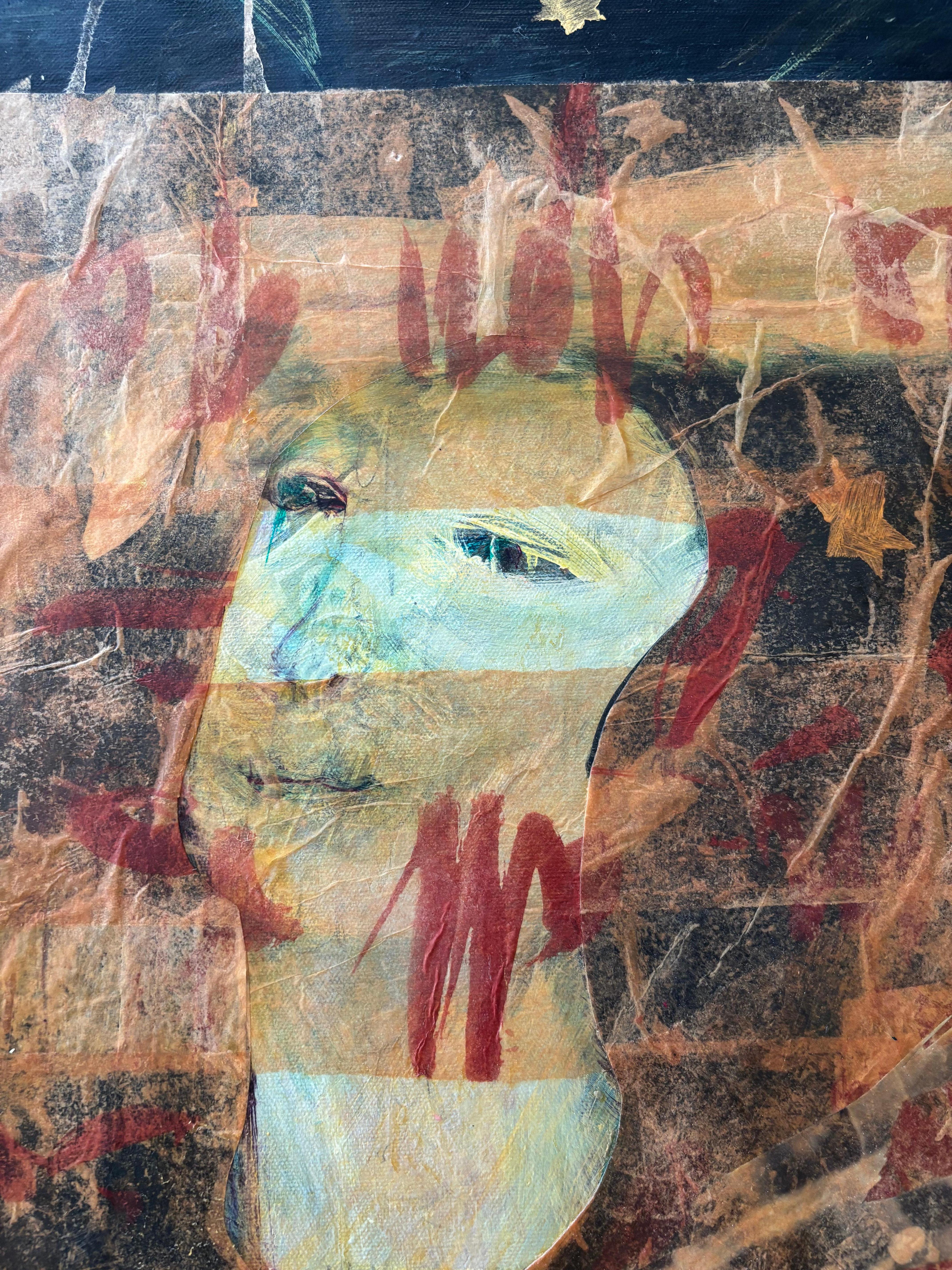 Antenati: One Who Sees Through 2023 -Pittura acrilica, cera fredda, carta velina - Painting Altro stile artistico di Majio